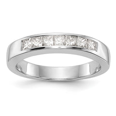 14K White Gold 7-Stone 1/2 carat Princess Diamond Complete Channel Band - 7
