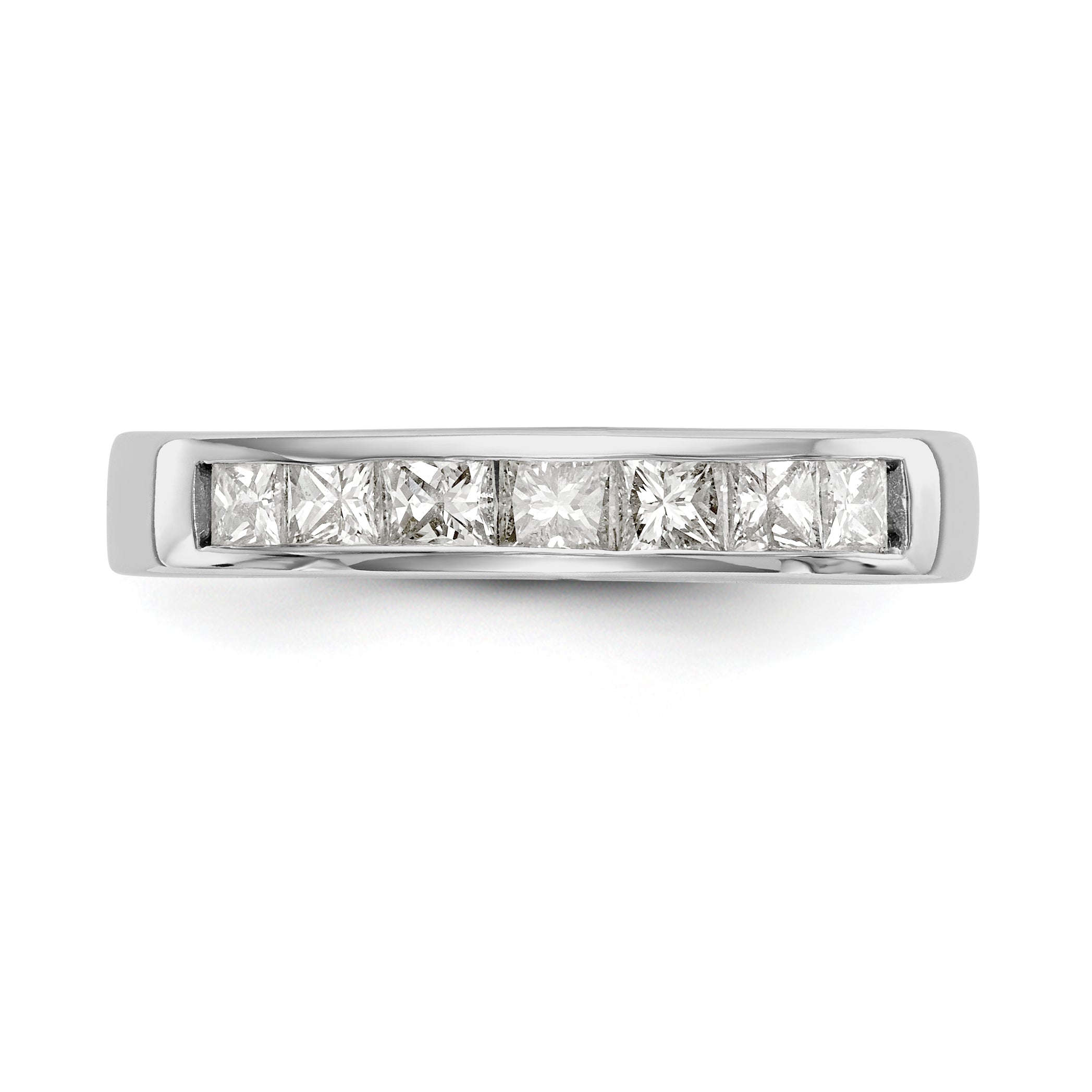 14K White Gold 7-Stone 3/4 carat Princess Diamond Complete Channel Band - 7