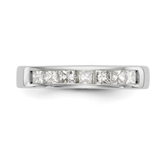14K White Gold 7-Stone 3/4 carat Princess Diamond Complete Channel Band - 7