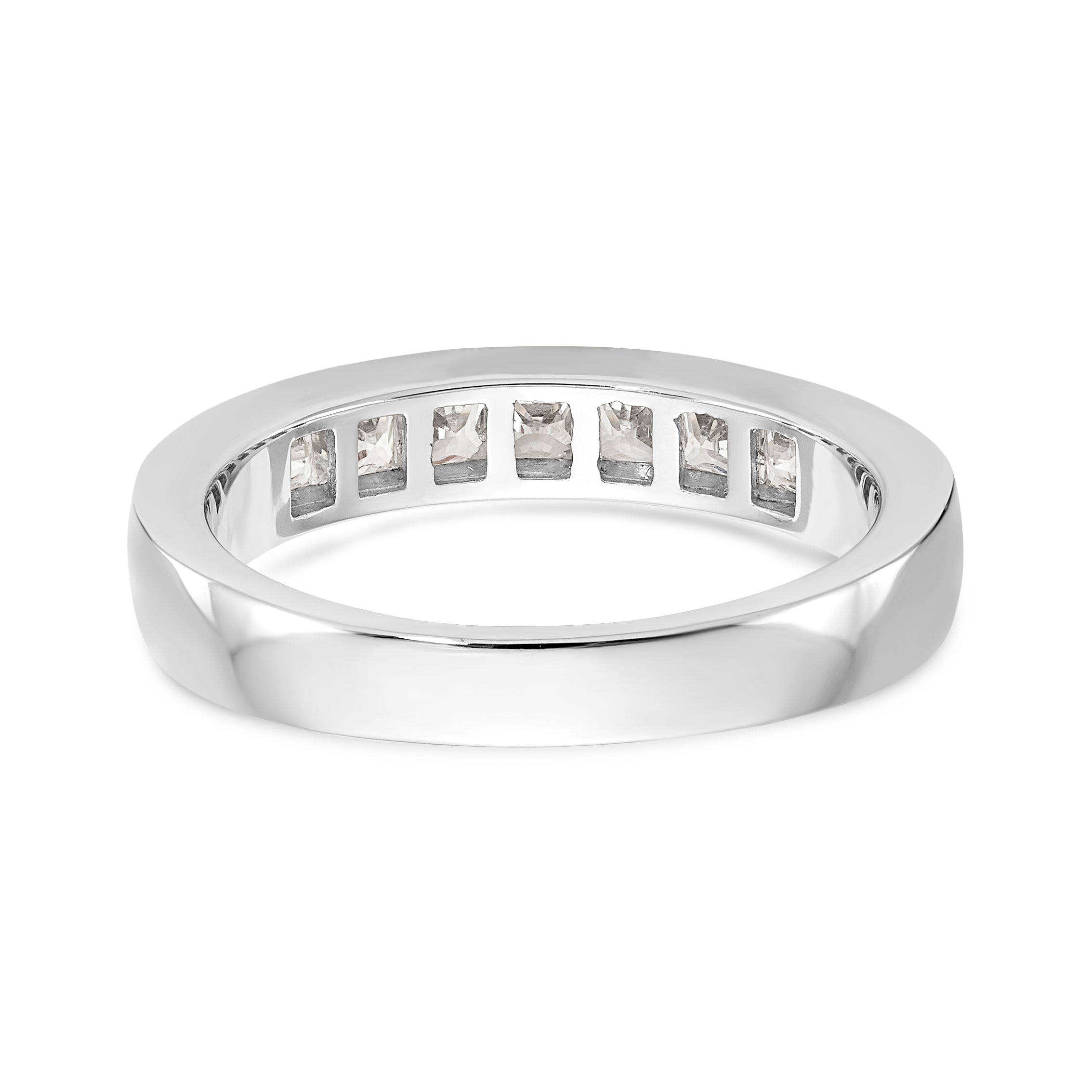 14K White Gold 7-Stone 3/4 carat Princess Diamond Complete Channel Band - 7