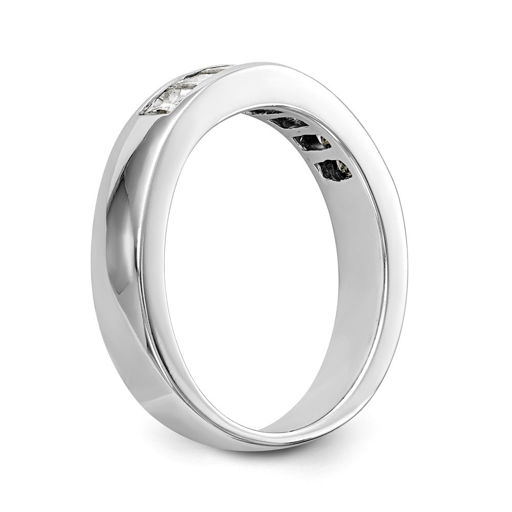 14K White Gold 7-Stone 3/4 carat Princess Diamond Complete Channel Band - 7