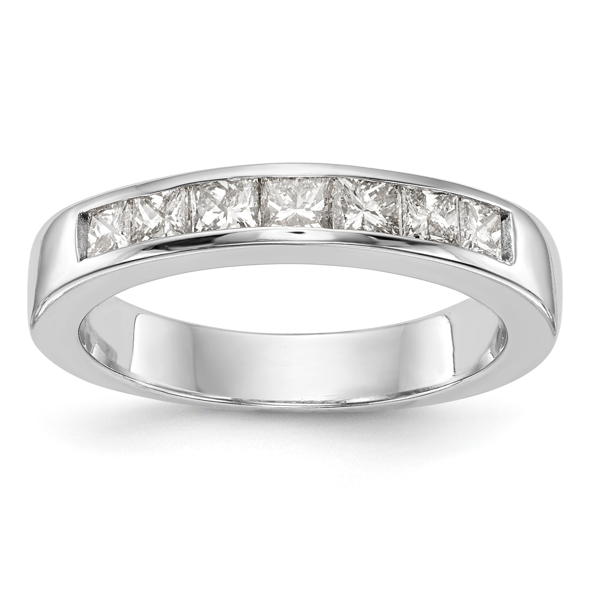 14K White Gold 7-Stone 3/4 carat Princess Diamond Complete Channel Band - 7
