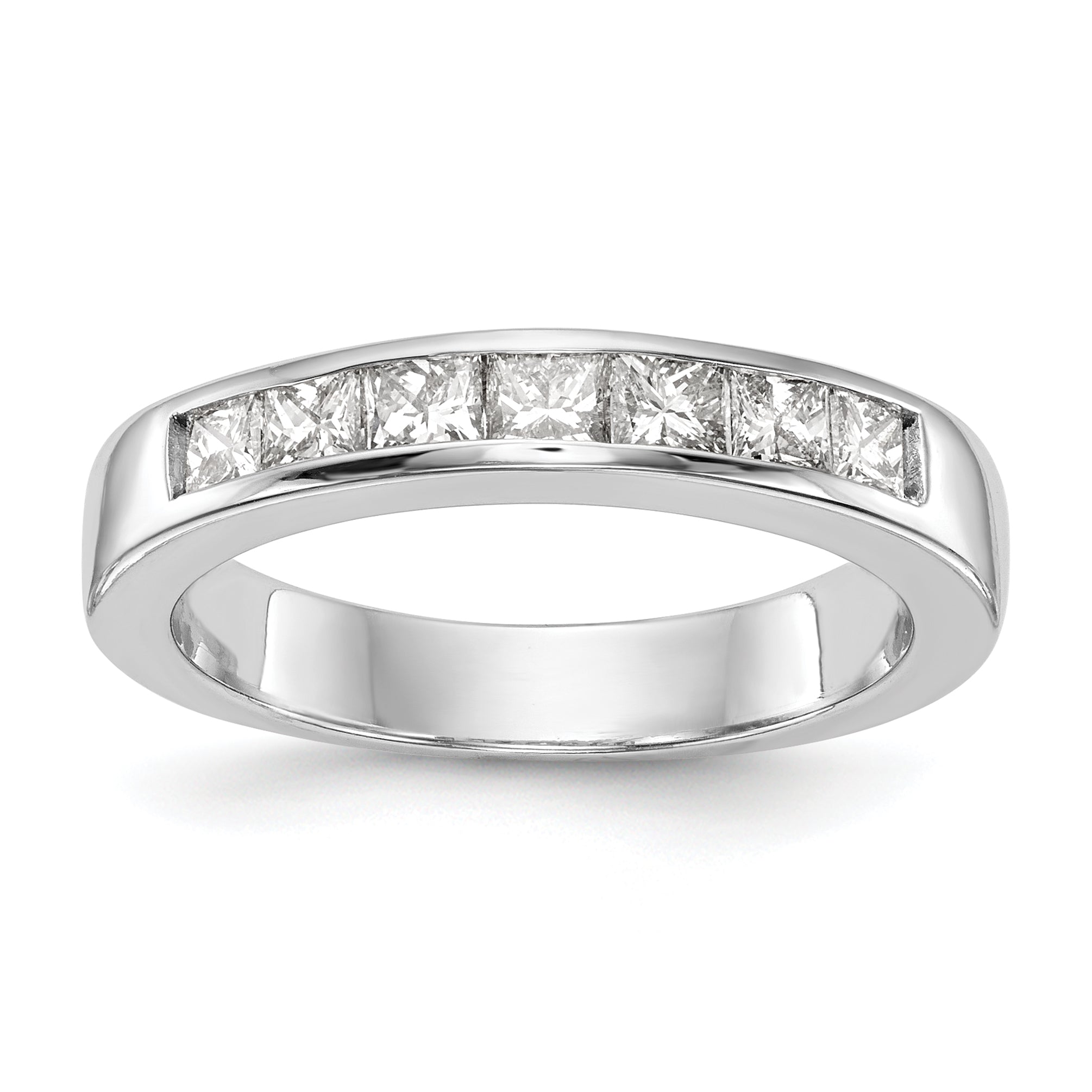 14K White Gold 7-Stone 3/4 carat Princess Diamond Complete Channel Band Main image