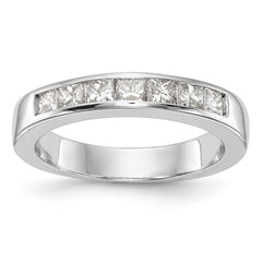 14K White Gold 7-Stone 3/4 carat Princess Diamond Complete Channel Band - 7