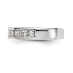 14K White Gold 7-Stone 1 carat Princess Diamond Complete Channel Band - 7