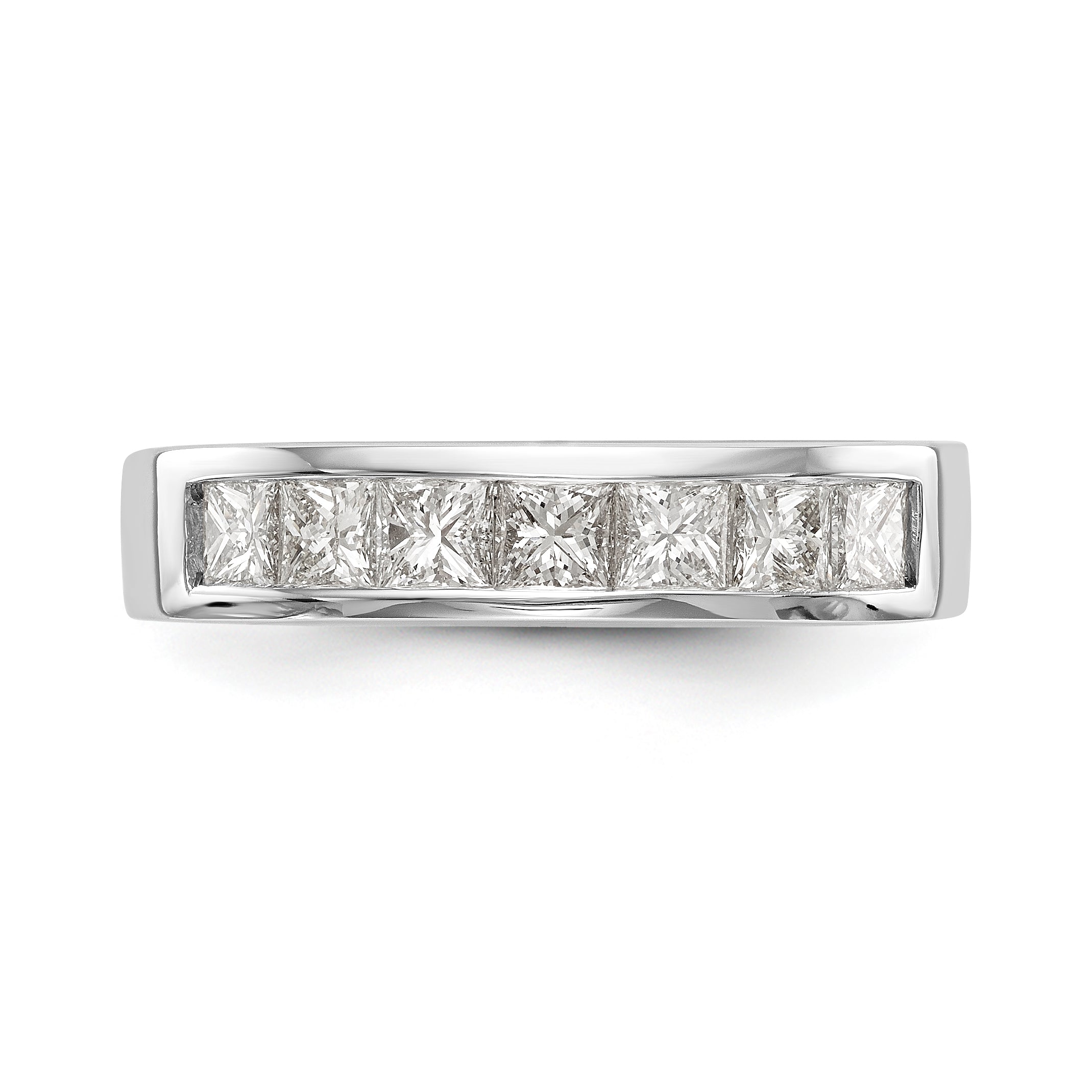 14K White Gold 7-Stone 1 carat Princess Diamond Complete Channel Band - 7