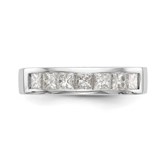 14K White Gold 7-Stone 1 carat Princess Diamond Complete Channel Band - 7