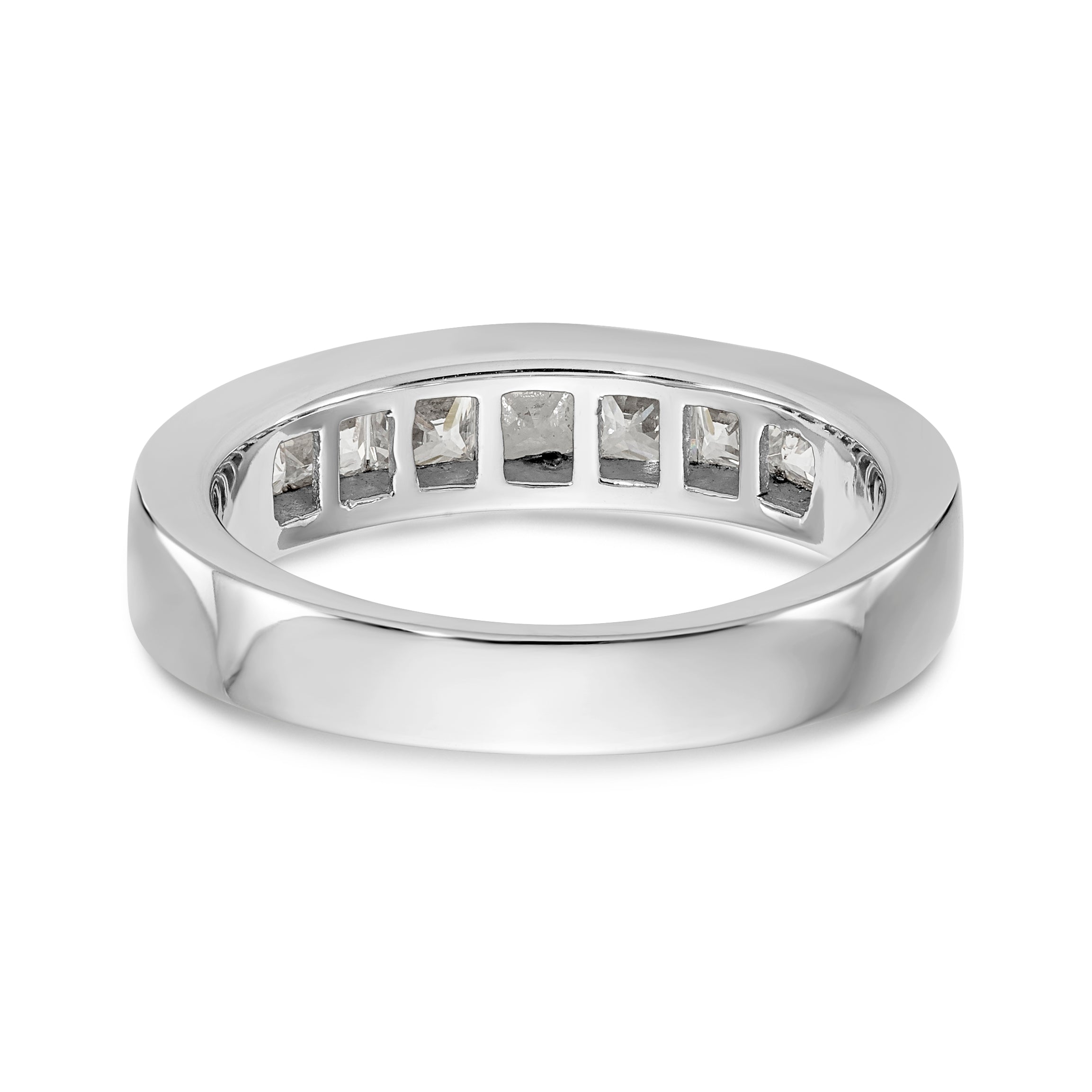 14K White Gold 7-Stone 1 carat Princess Diamond Complete Channel Band - 7