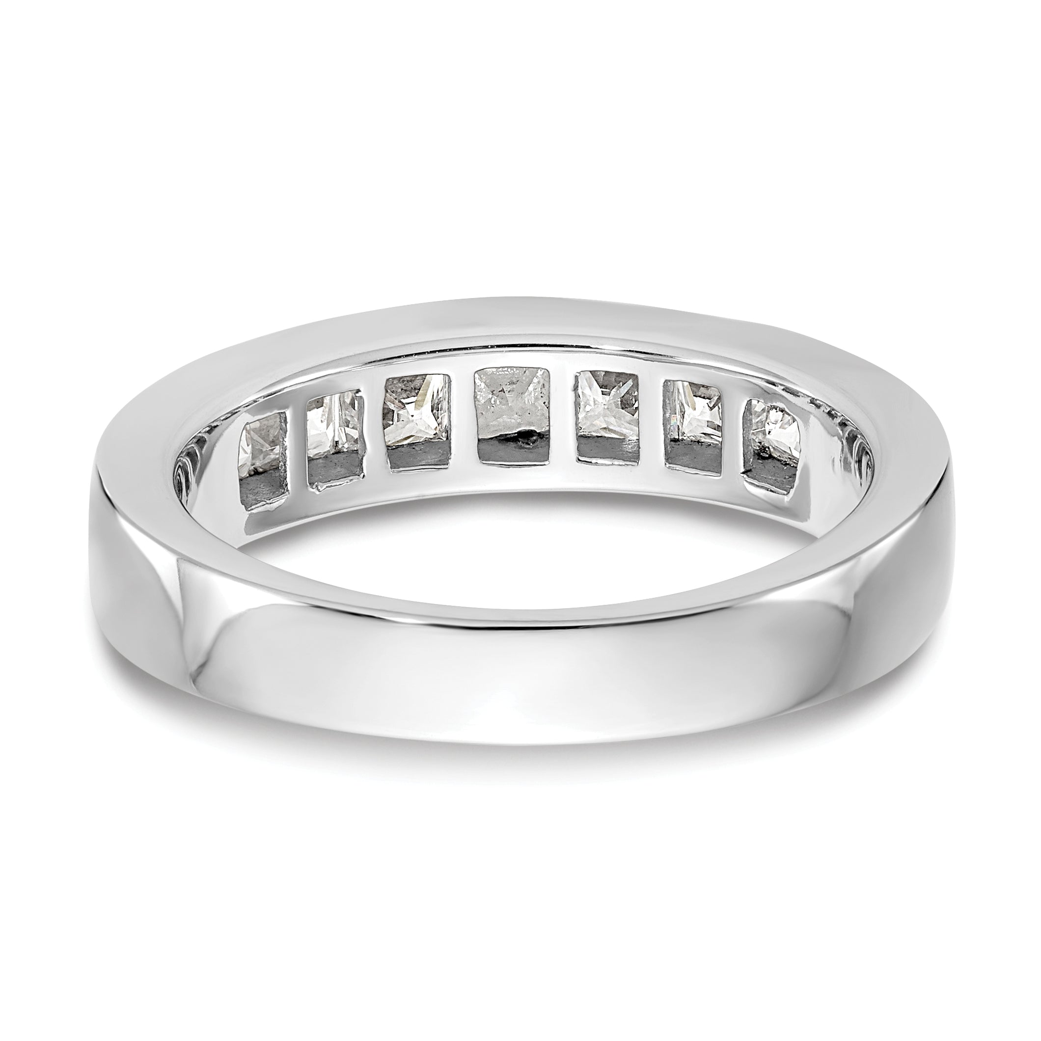 14K White Gold 7-Stone 1 carat Princess Diamond Complete Channel Band