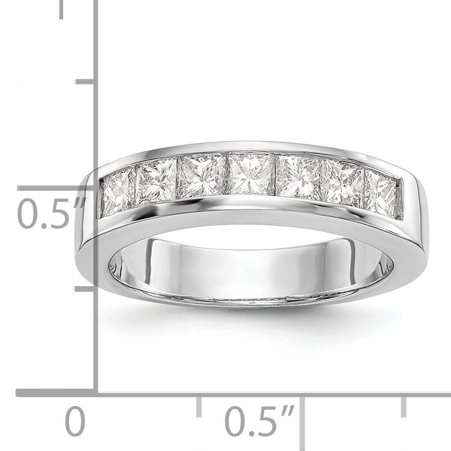 14K White Gold 7-Stone 1 carat Princess Diamond Complete Channel Band