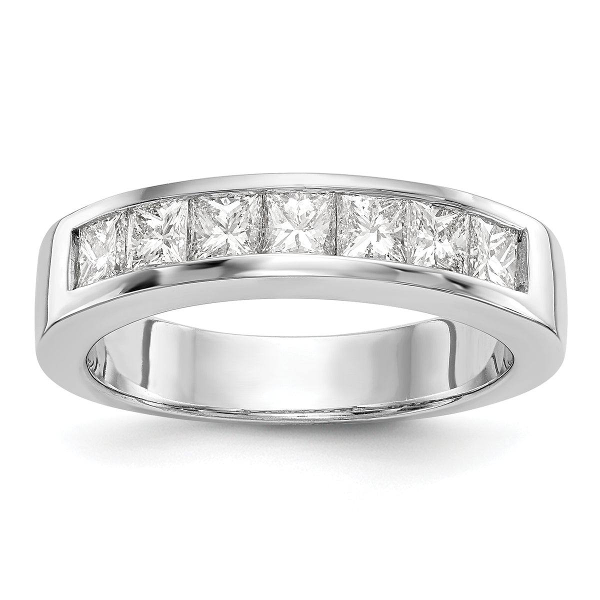 14K White Gold 7-Stone 1 carat Princess Diamond Complete Channel Band - 7