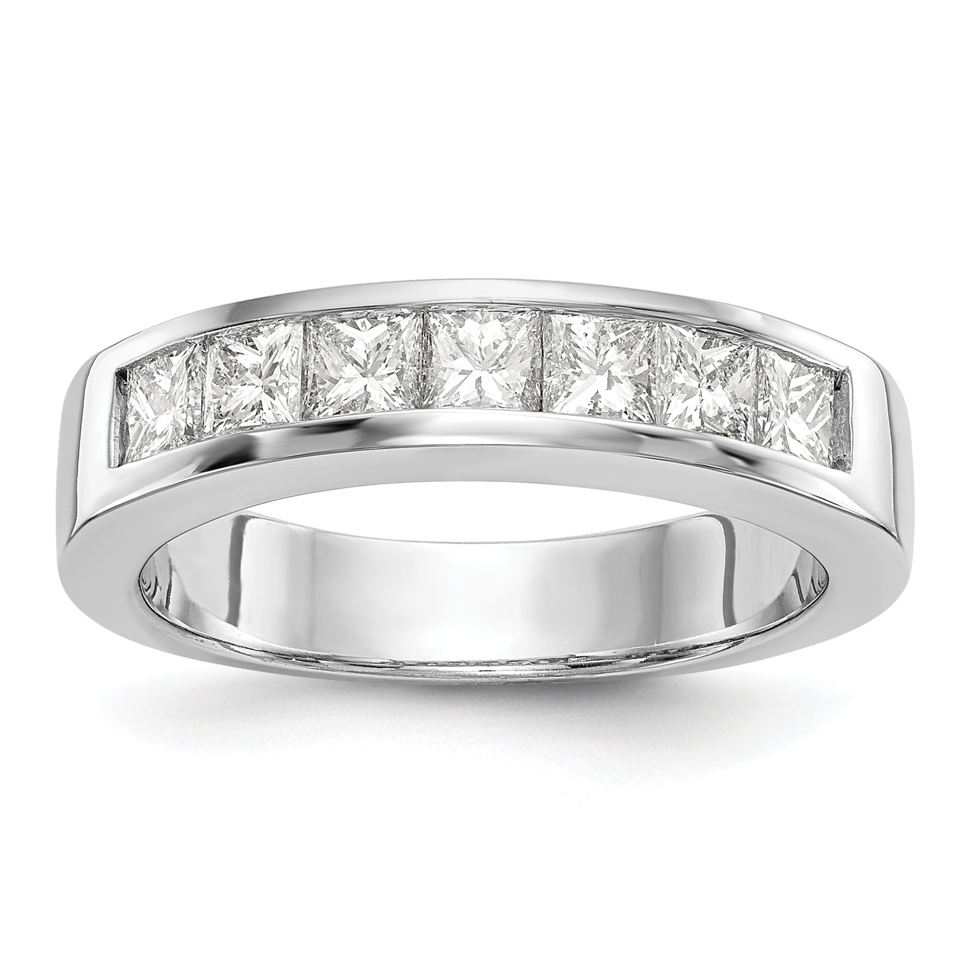 14K White Gold 7-Stone 1 carat Princess Diamond Complete Channel Band Main image