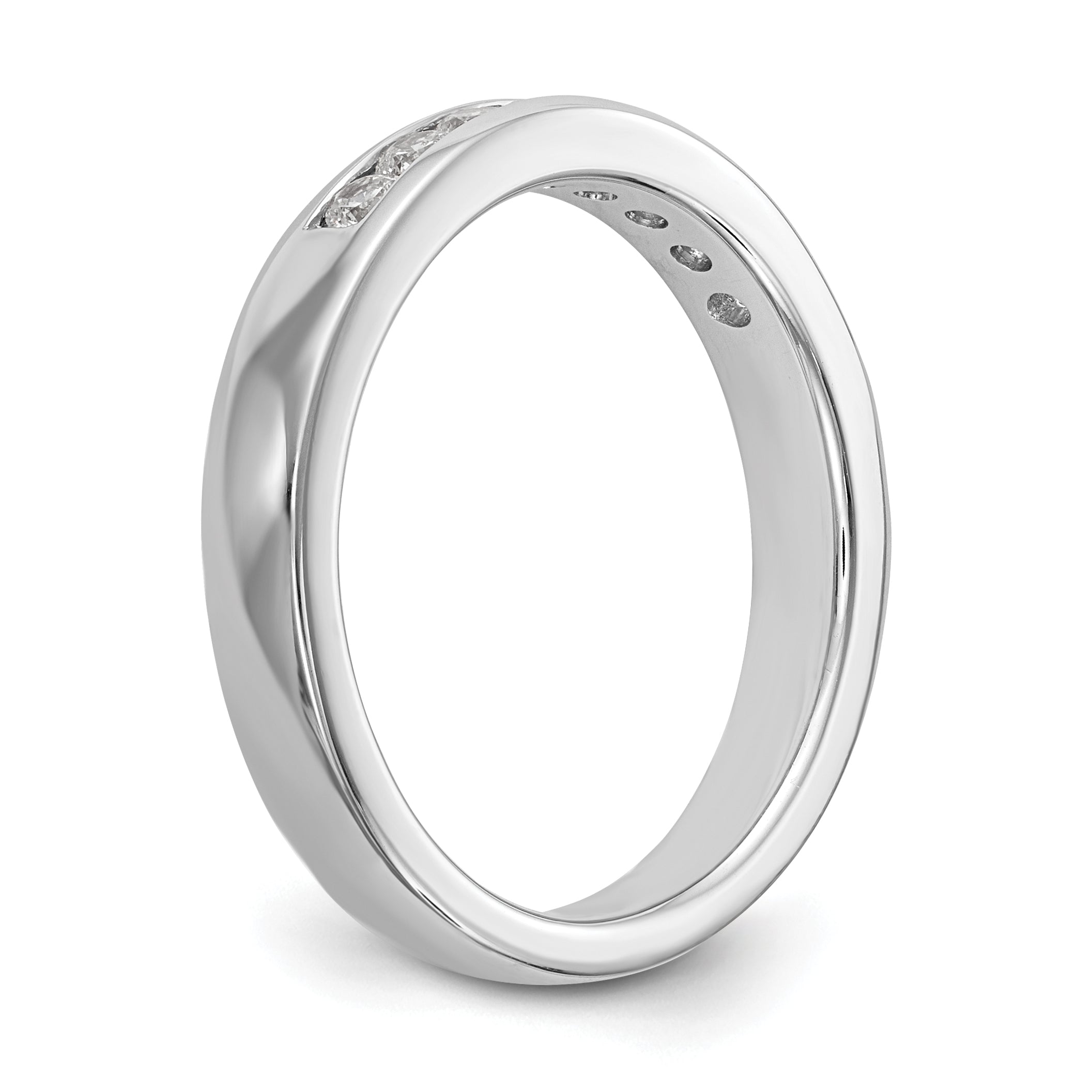 14K White Gold 8-Stone 1/3 carat Round Diamond Complete Channel Band