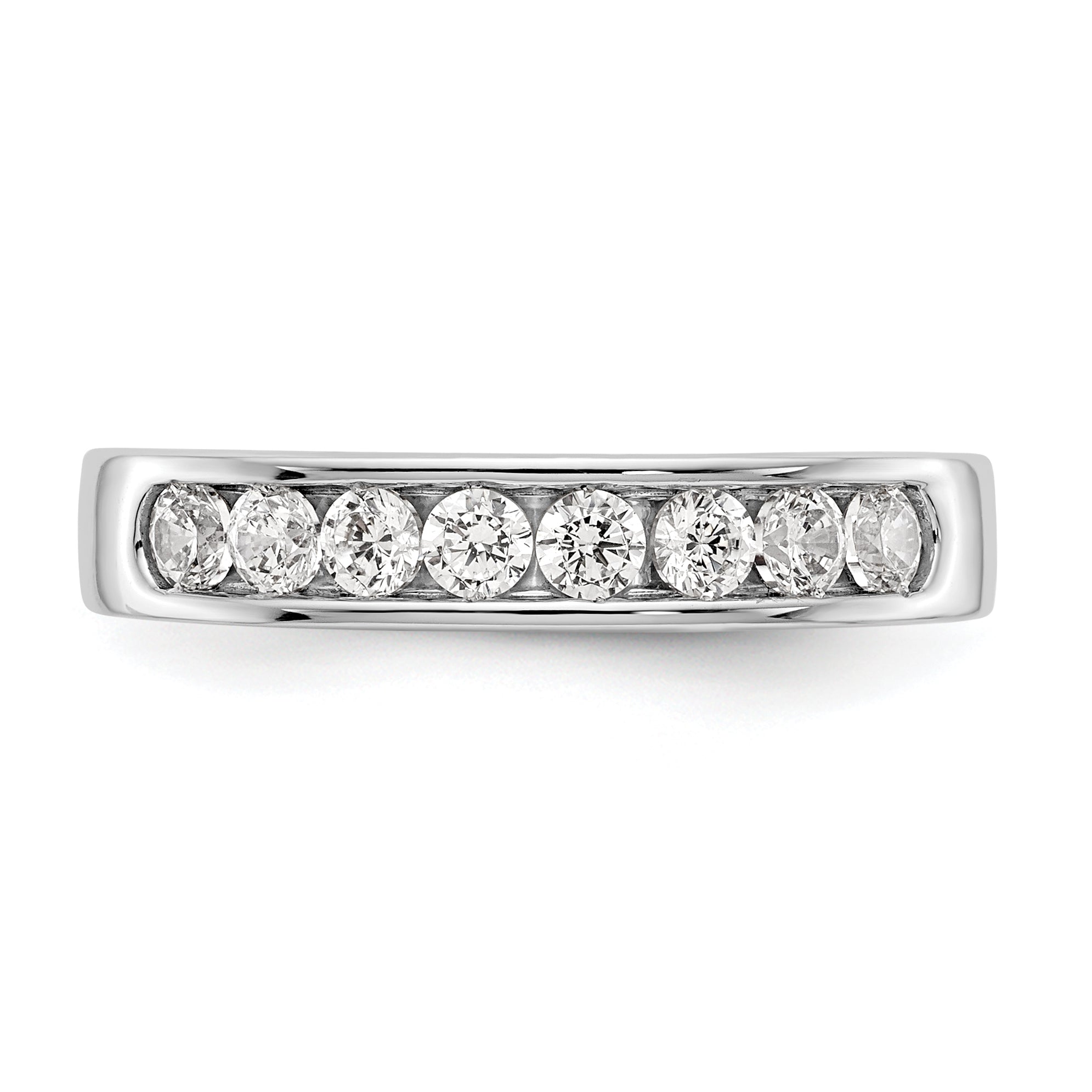 14K White Gold 8-Stone 1/2 carat Round Diamond Complete Channel Band