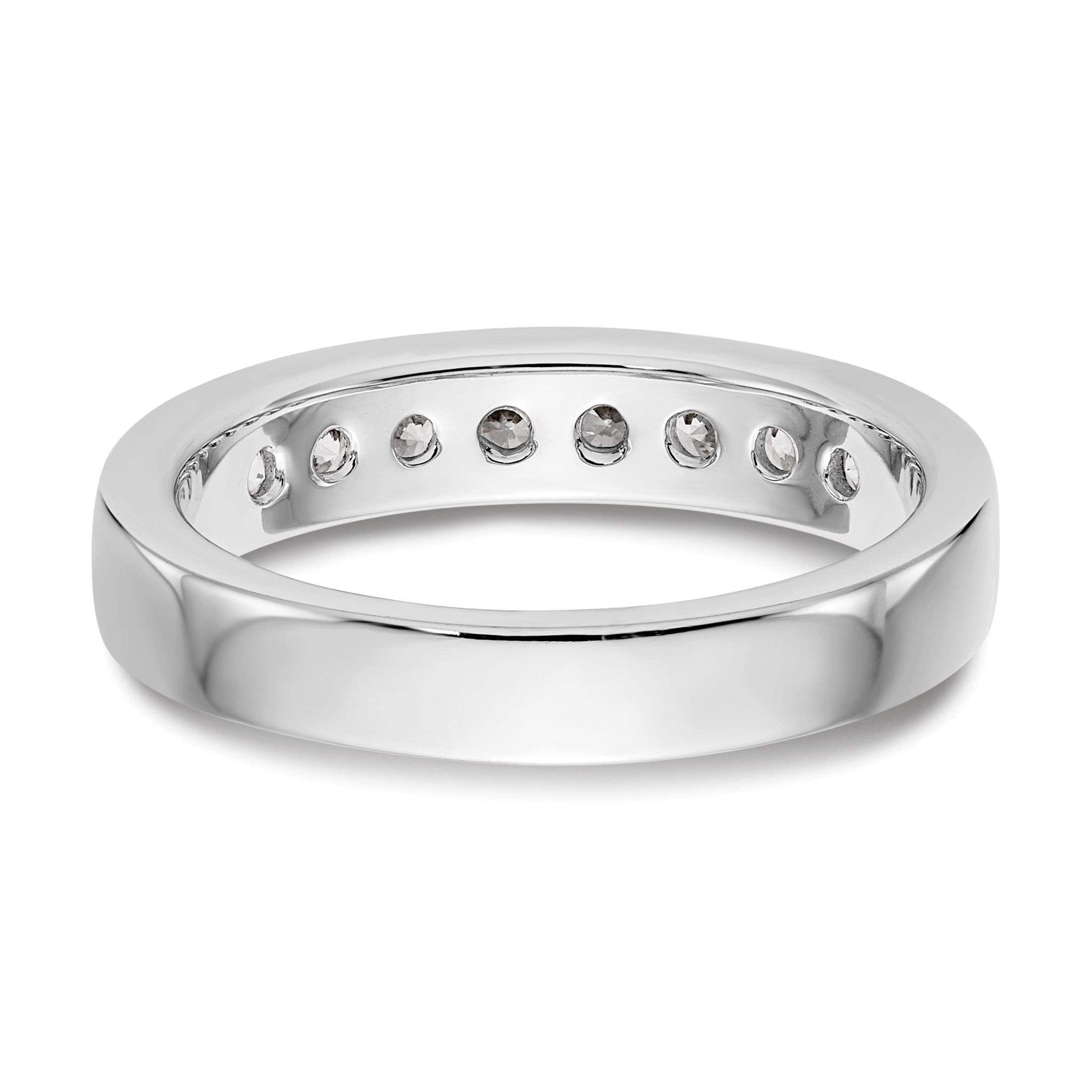 14K White Gold 8-Stone 1/2 carat Round Diamond Complete Channel Band
