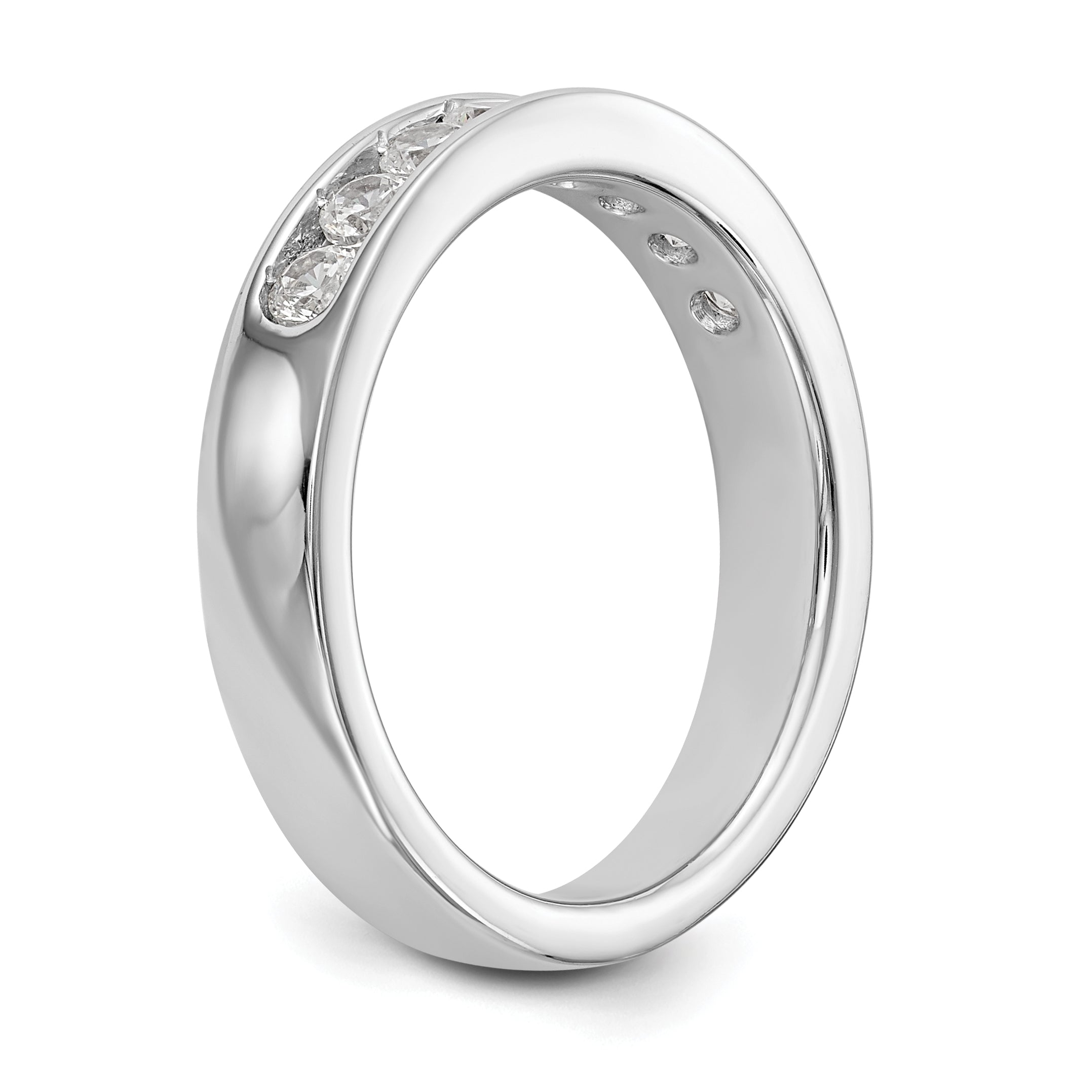 14K White Gold 8-Stone 1/2 carat Round Diamond Complete Channel Band