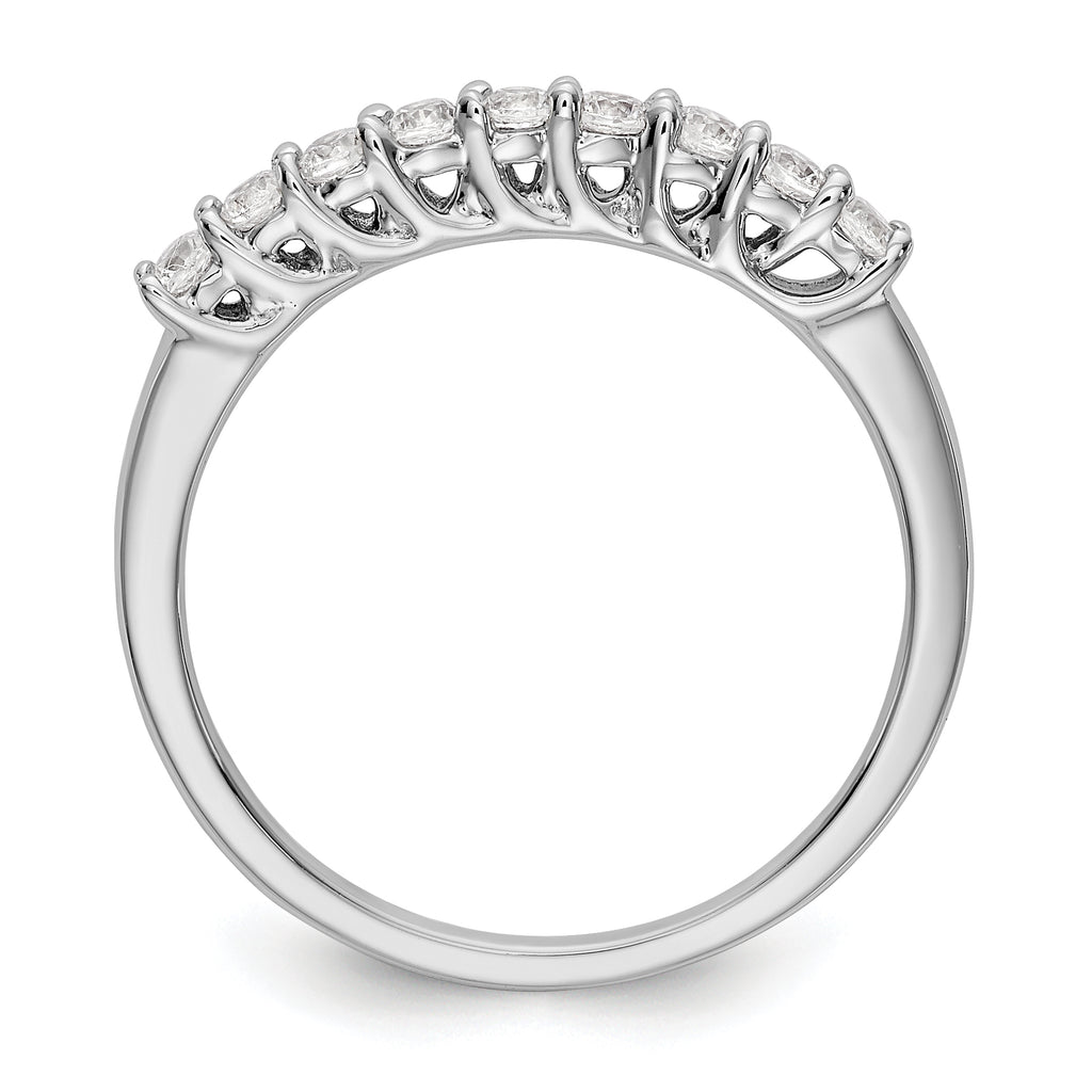 14K White Gold 9-Stone Shared Prong 1/3 carat Complete Round Diamond Band