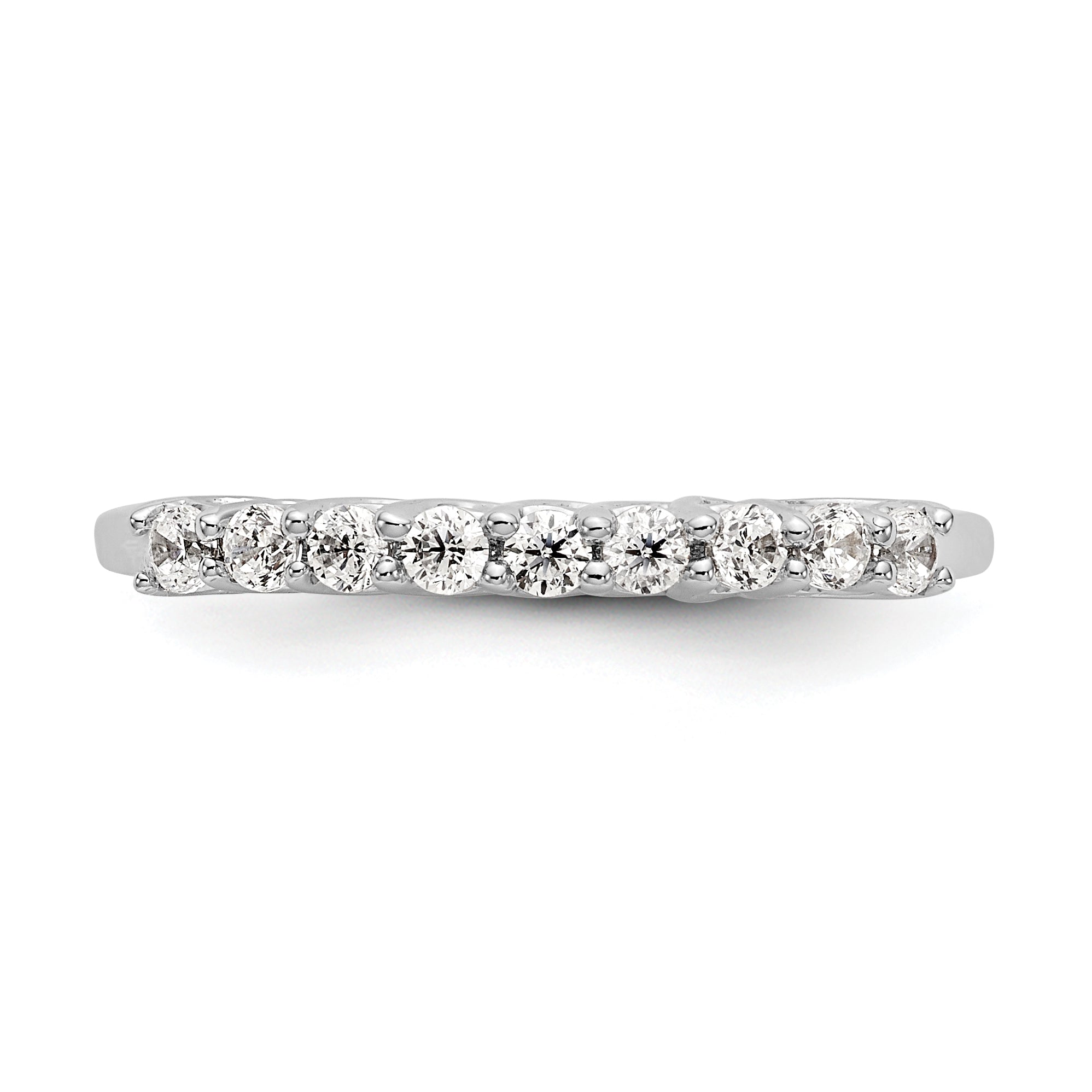 14K White Gold 9-Stone Shared Prong 1/3 carat Complete Round Diamond Band