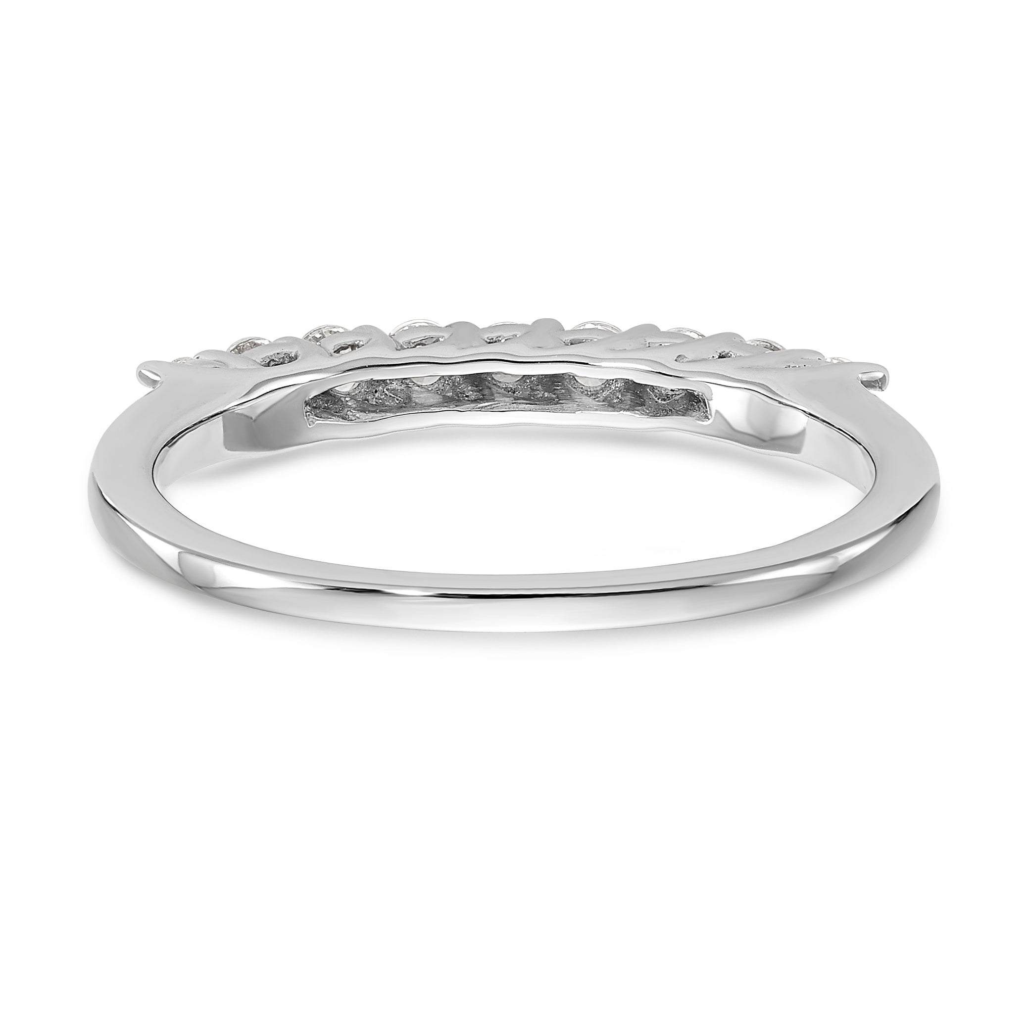 14K White Gold 9-Stone Shared Prong 1/3 carat Complete Round Diamond Band - 7