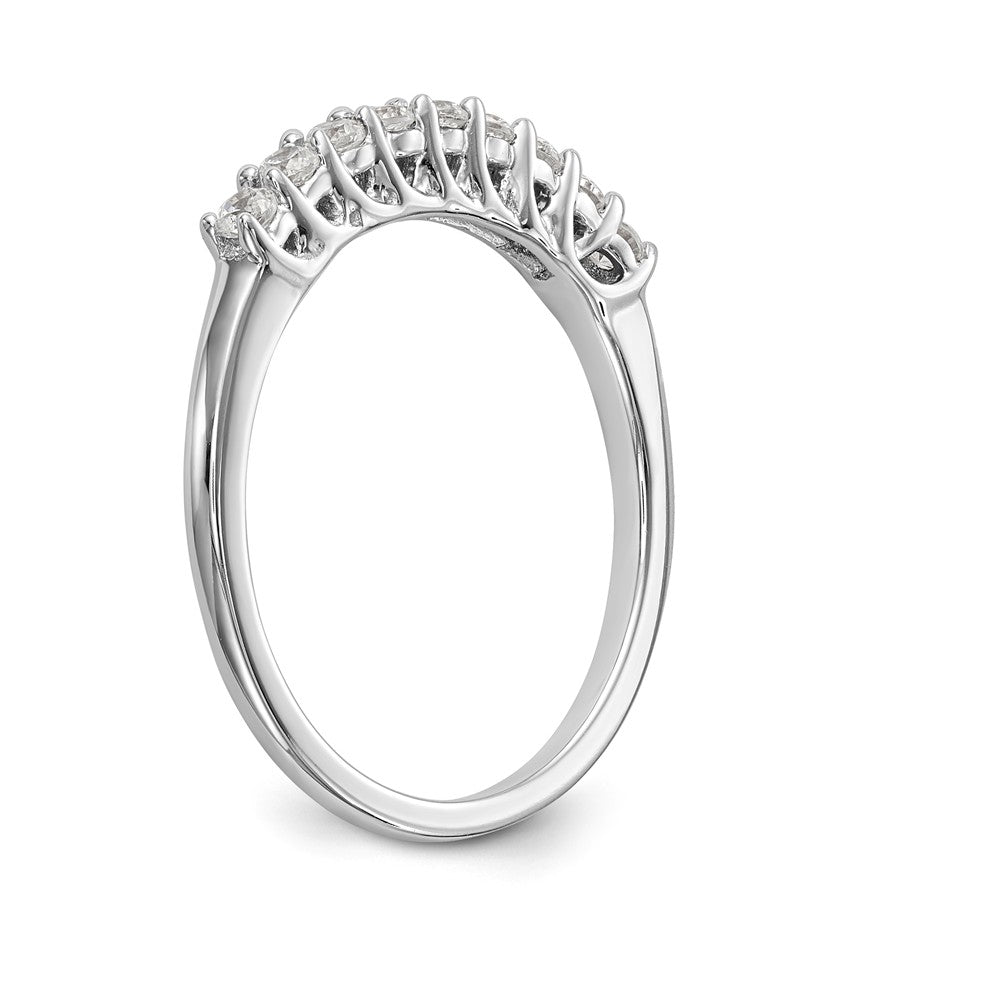 14K White Gold 9-Stone Shared Prong 1/3 carat Complete Round Diamond Band - 7
