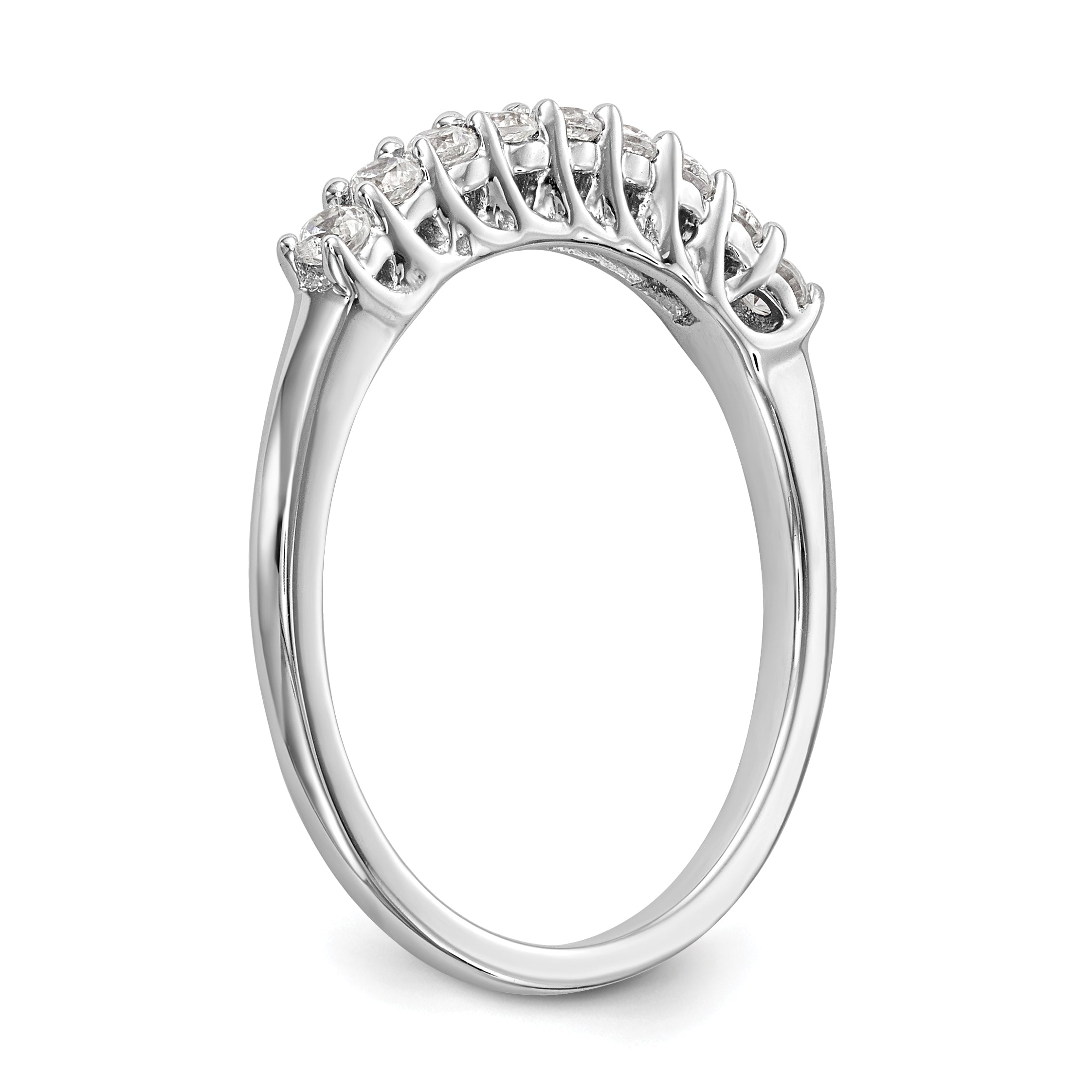 14K White Gold 9-Stone Shared Prong 1/3 carat Complete Round Diamond Band