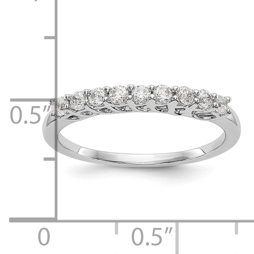14K White Gold 9-Stone Shared Prong 1/3 carat Complete Round Diamond Band