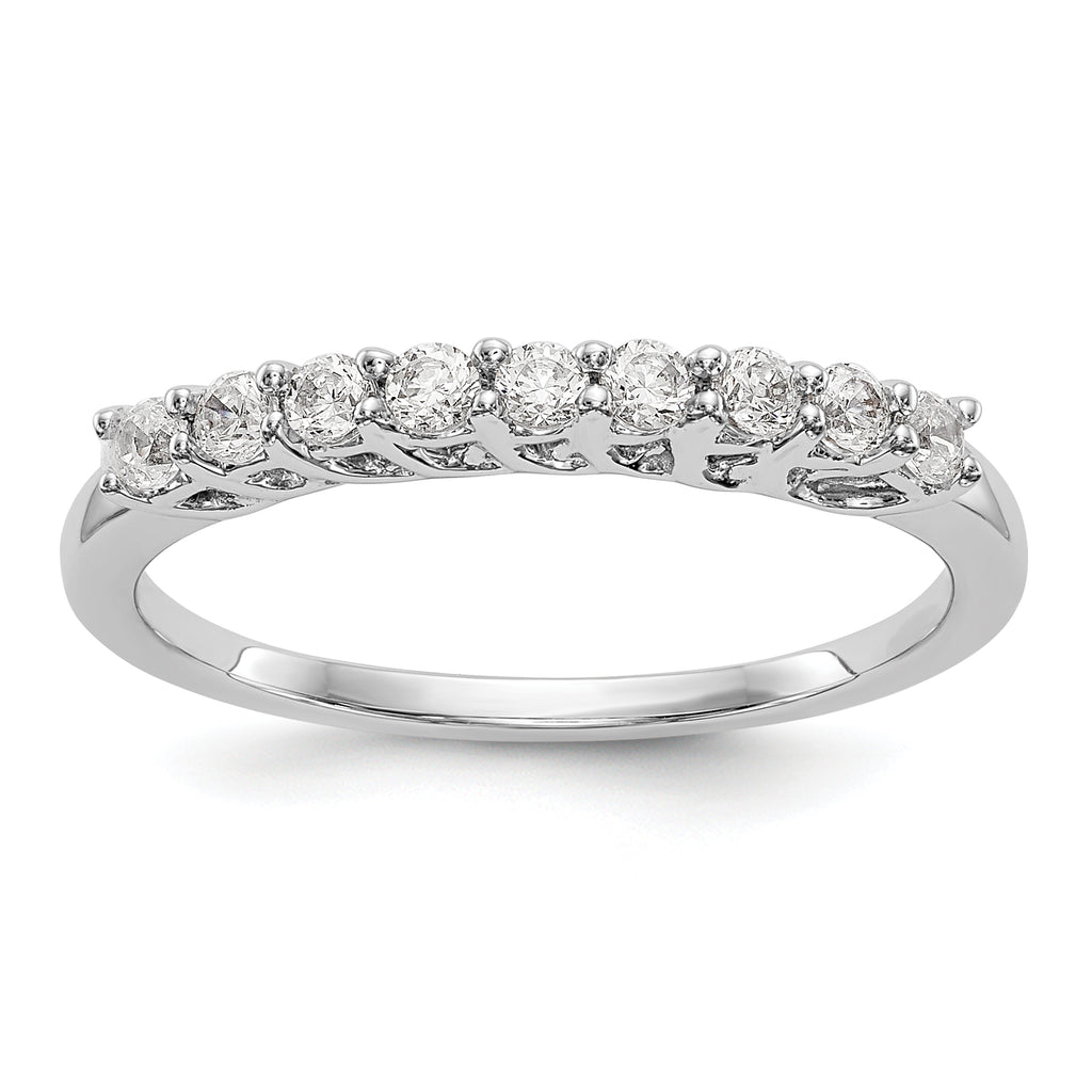 14K White Gold 9-Stone Shared Prong 1/3 carat Complete Round Diamond Band
