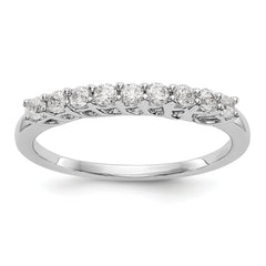 14K White Gold 9-Stone Shared Prong 1/3 carat Complete Round Diamond Band - 7