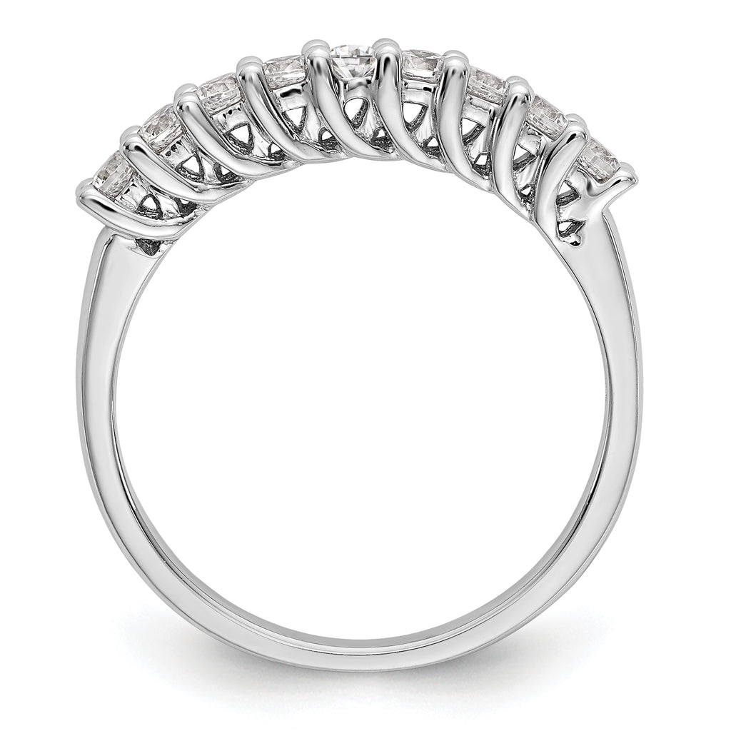 14K White Gold 9-Stone Shared Prong 1/2 carat Complete Round Diamond Band