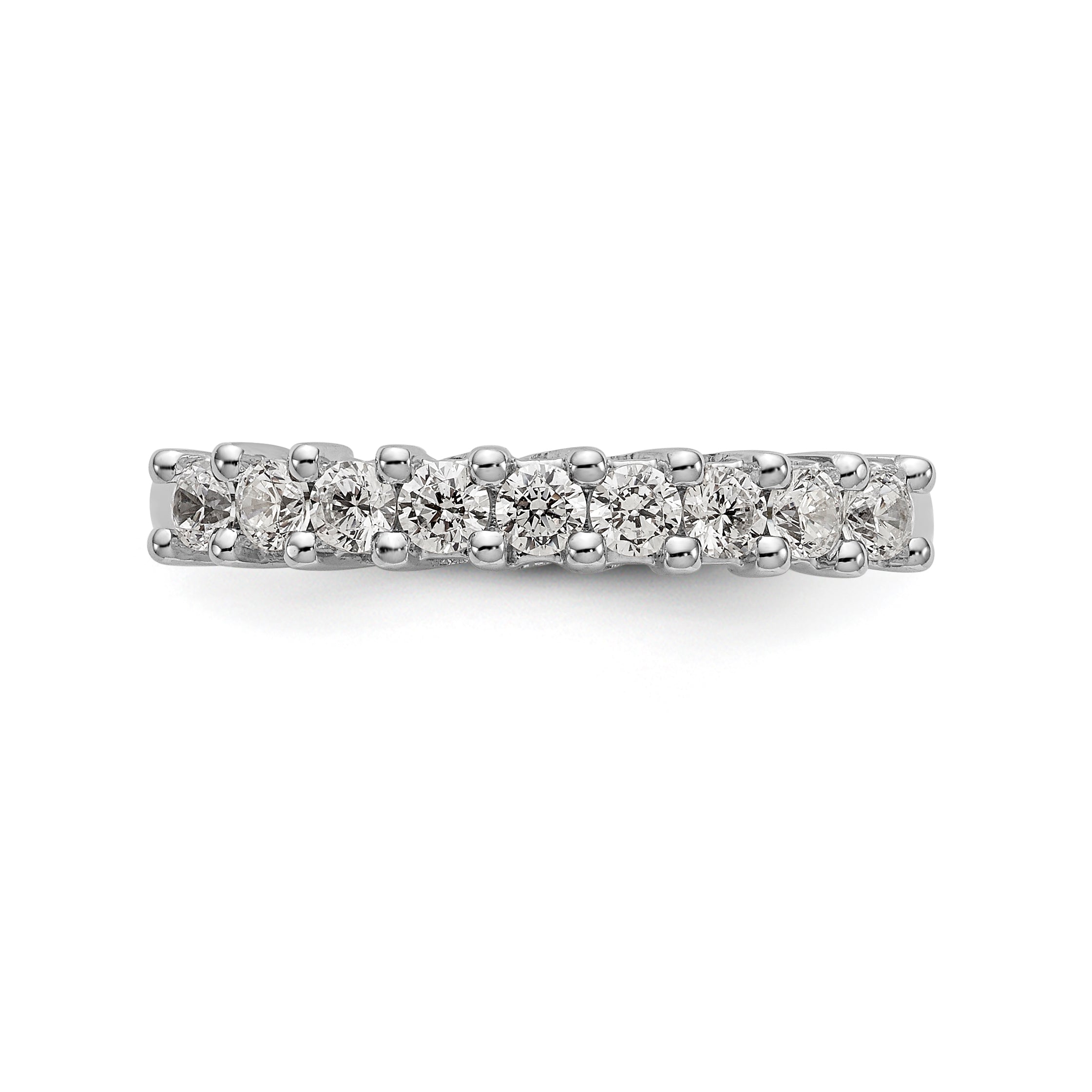 14K White Gold 9-Stone Shared Prong 1/2 carat Complete Round Diamond Band - 7