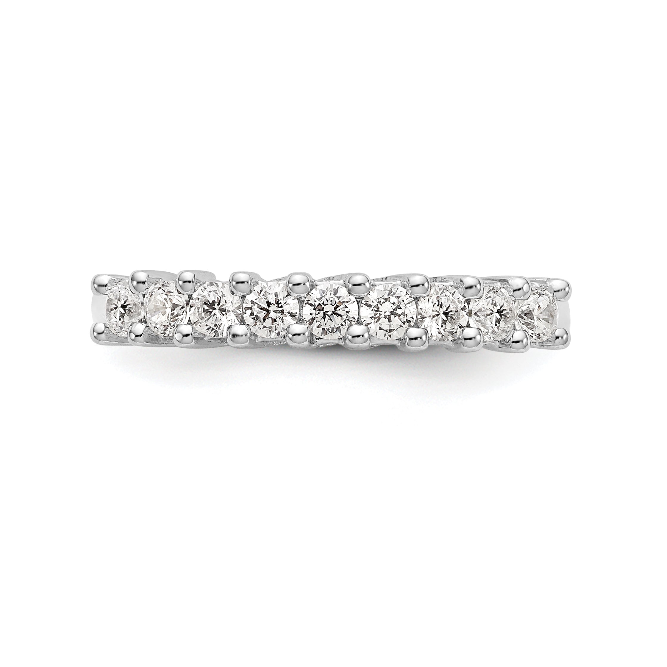 14K White Gold 9-Stone Shared Prong 1/2 carat Complete Round Diamond Band