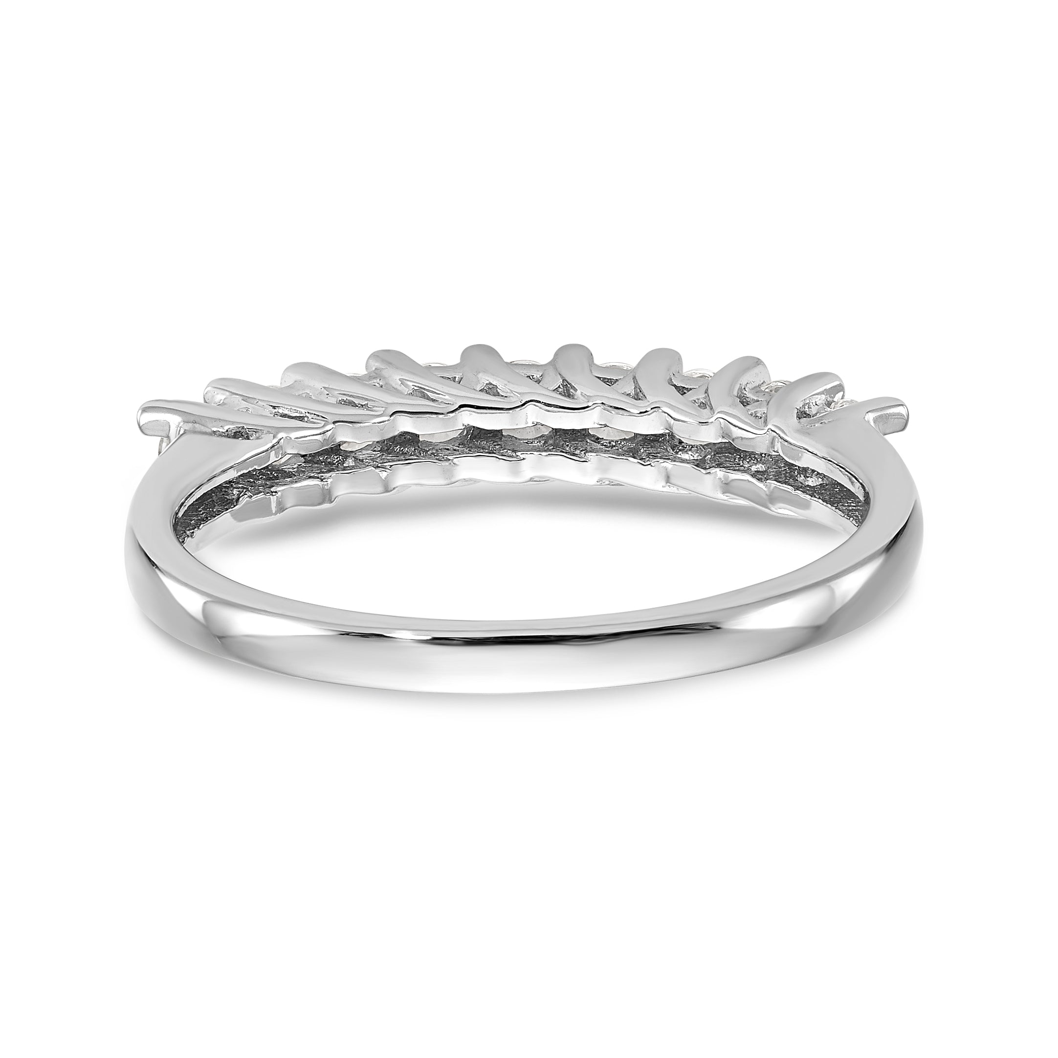 14K White Gold 9-Stone Shared Prong 1/2 carat Complete Round Diamond Band - 7