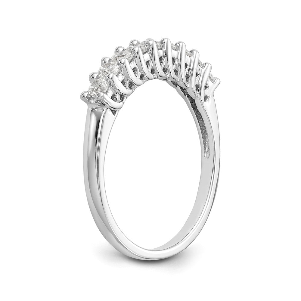14K White Gold 9-Stone Shared Prong 1/2 carat Complete Round Diamond Band - 7