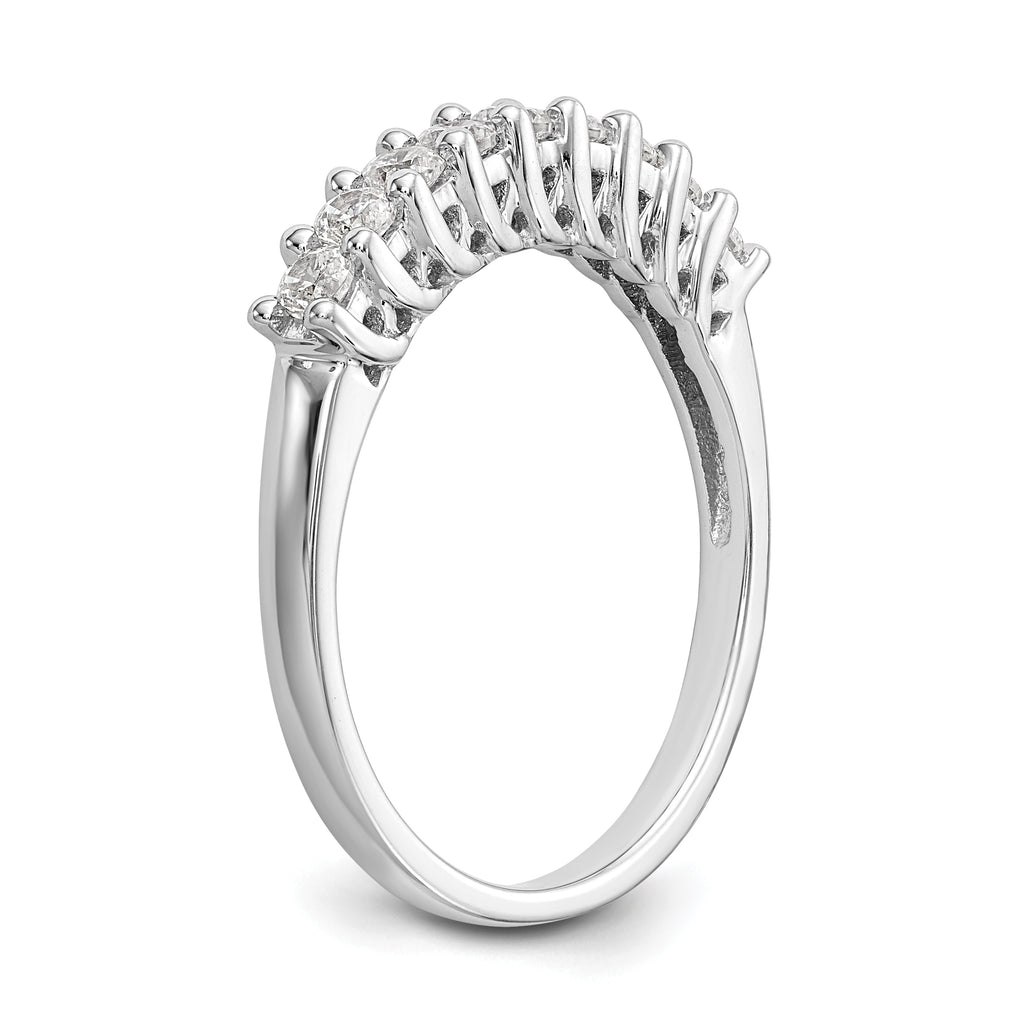14K White Gold 9-Stone Shared Prong 1/2 carat Complete Round Diamond Band
