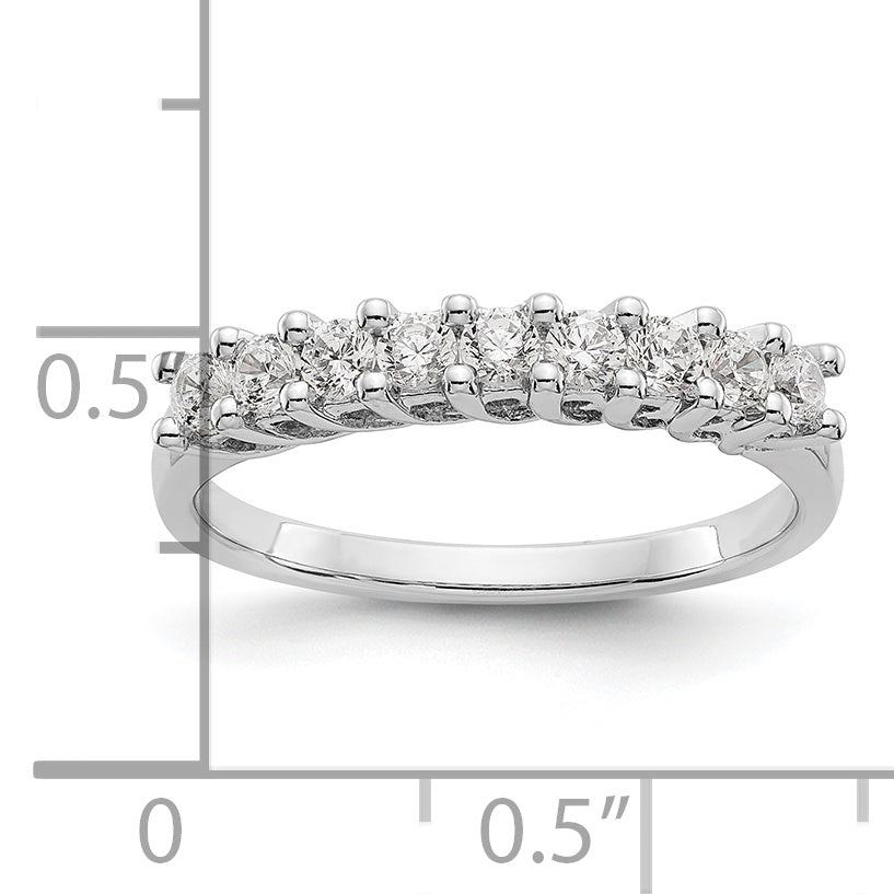 14K White Gold 9-Stone Shared Prong 1/2 carat Complete Round Diamond Band