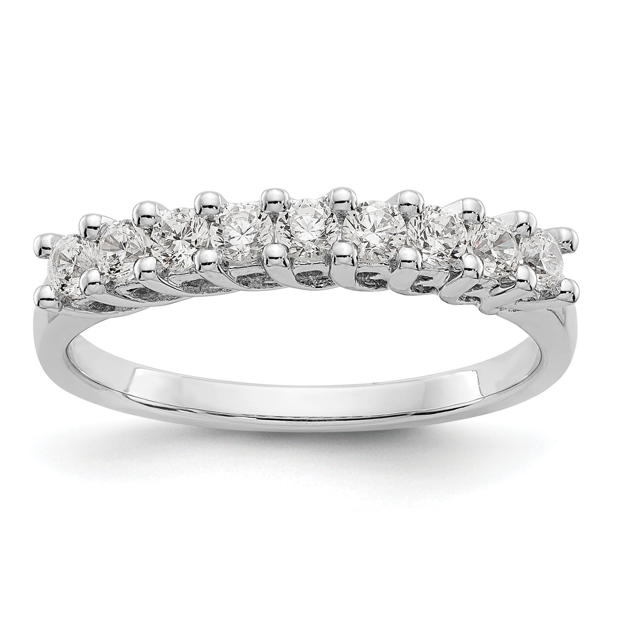 14K White Gold 9-Stone Shared Prong 1/2 carat Complete Round Diamond Band - 7