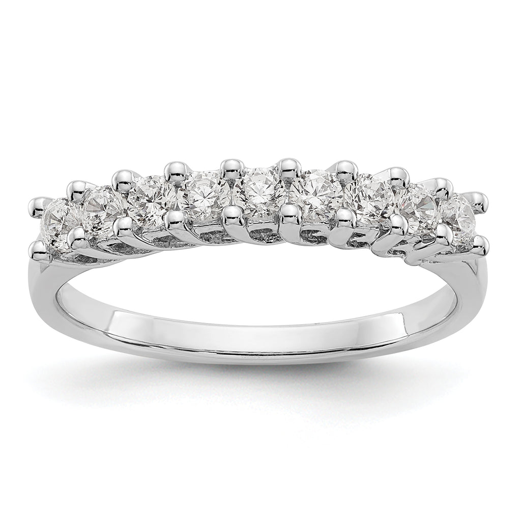 14K White Gold 9-Stone Shared Prong 1/2 carat Complete Round Diamond Band