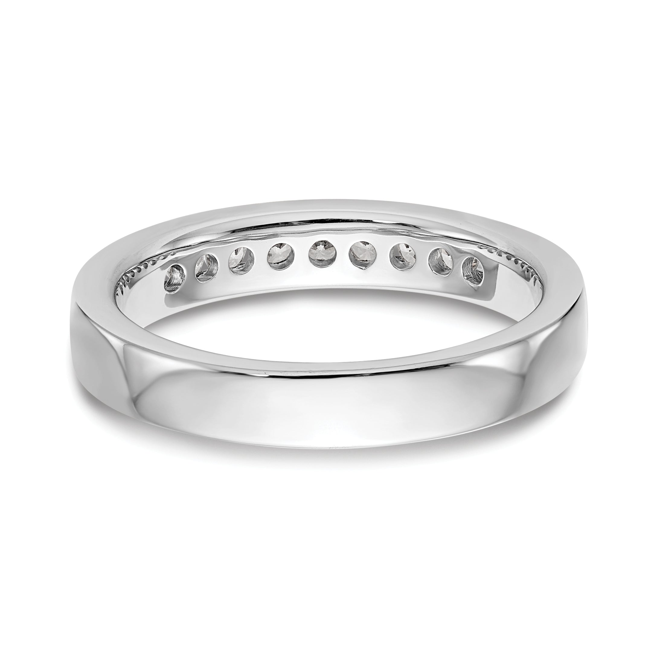 14K White Gold 9-Stone 1/4 carat Round Diamond Complete Channel Band