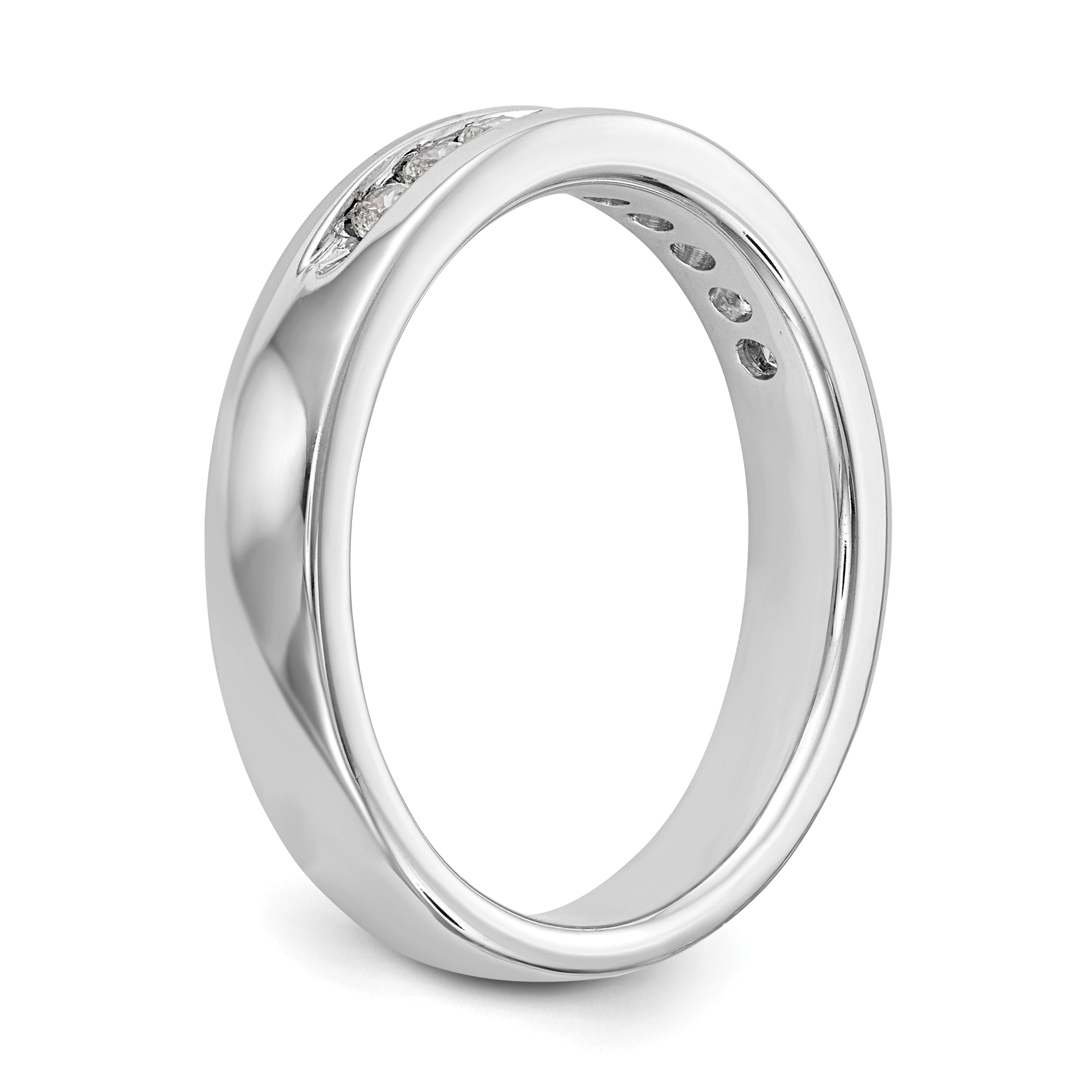 14K White Gold 9-Stone 1/4 carat Round Diamond Complete Channel Band