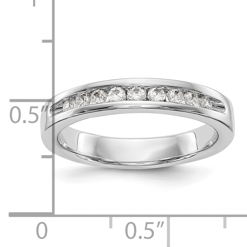 14K White Gold 9-Stone 1/4 carat Round Diamond Complete Channel Band