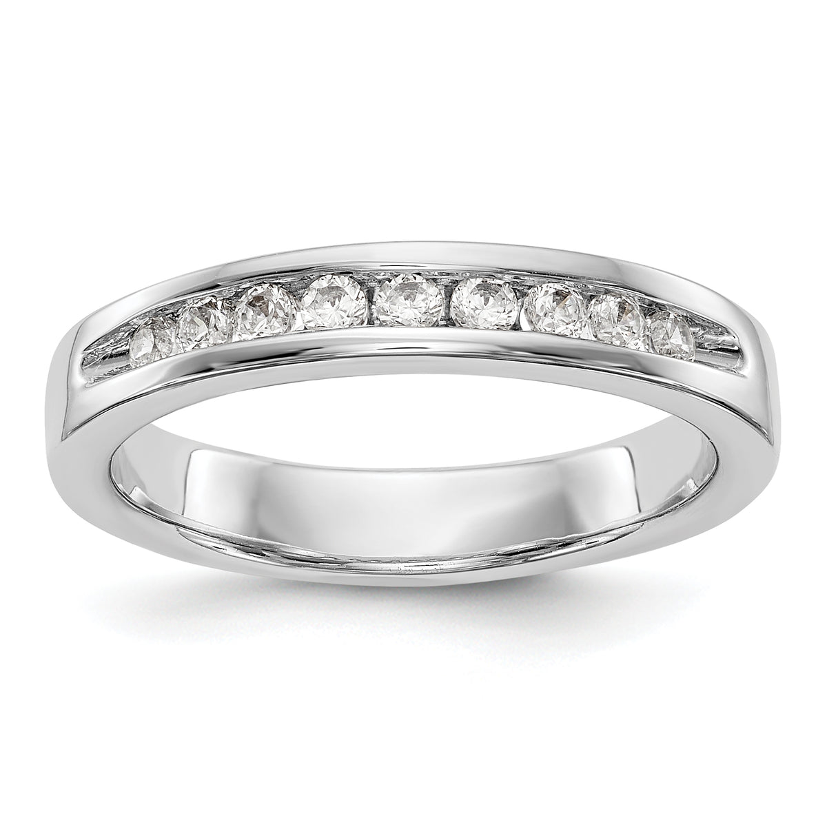 14K White Gold 9-Stone 1/4 carat Round Diamond Complete Channel Band - 6