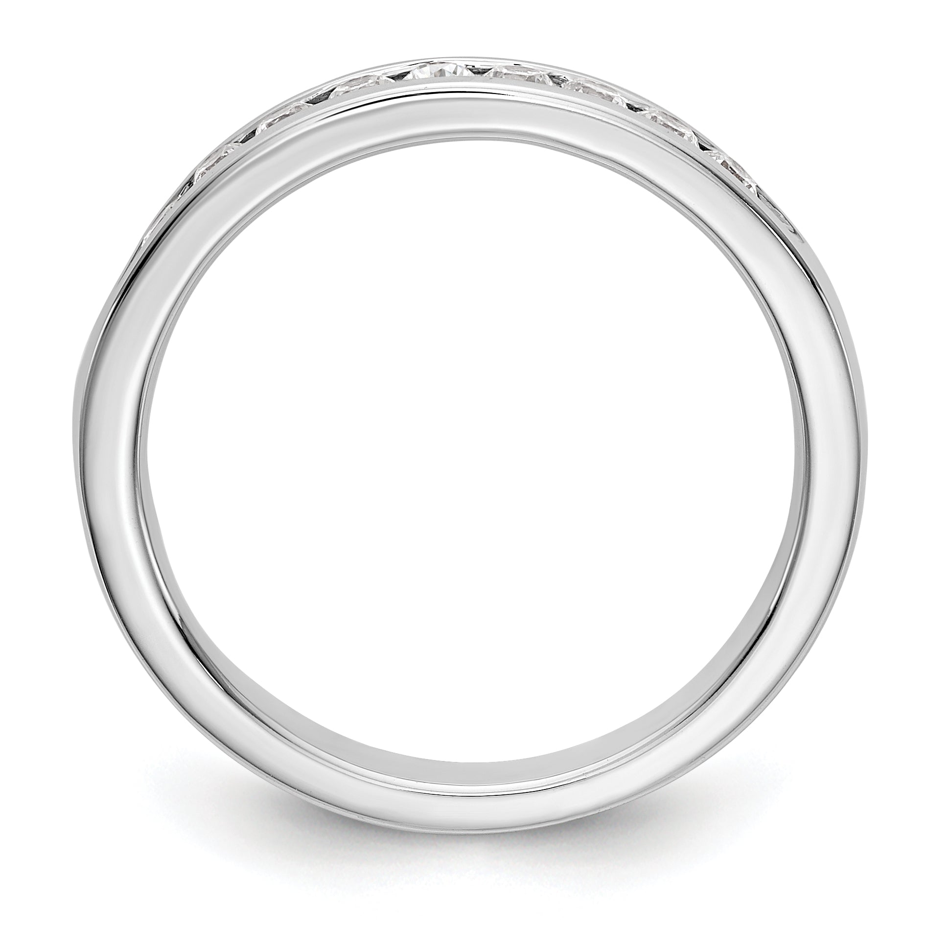 14K White Gold 9-Stone 1/3 carat Round Diamond Complete Channel Band