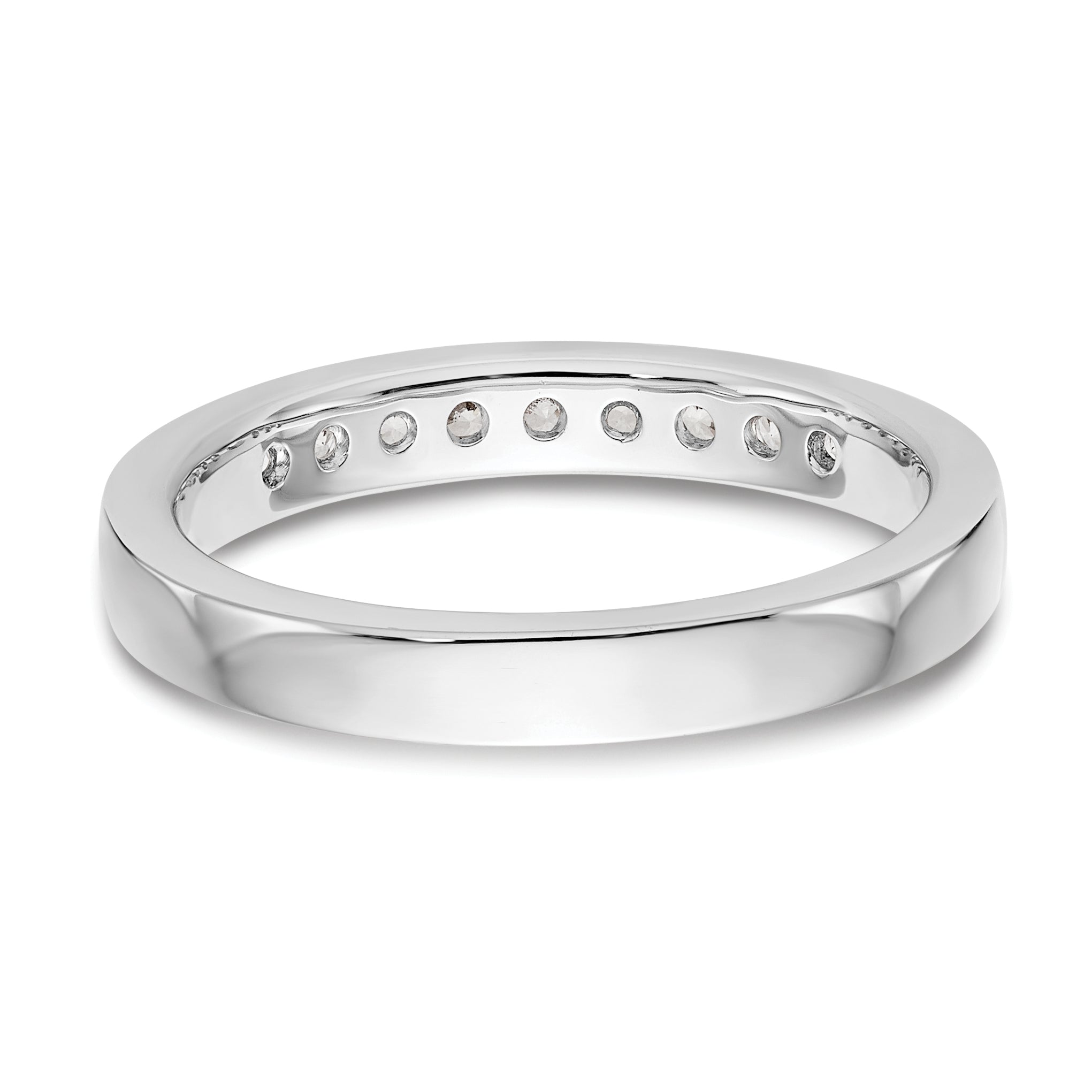 14K White Gold 9-Stone 1/3 carat Round Diamond Complete Channel Band