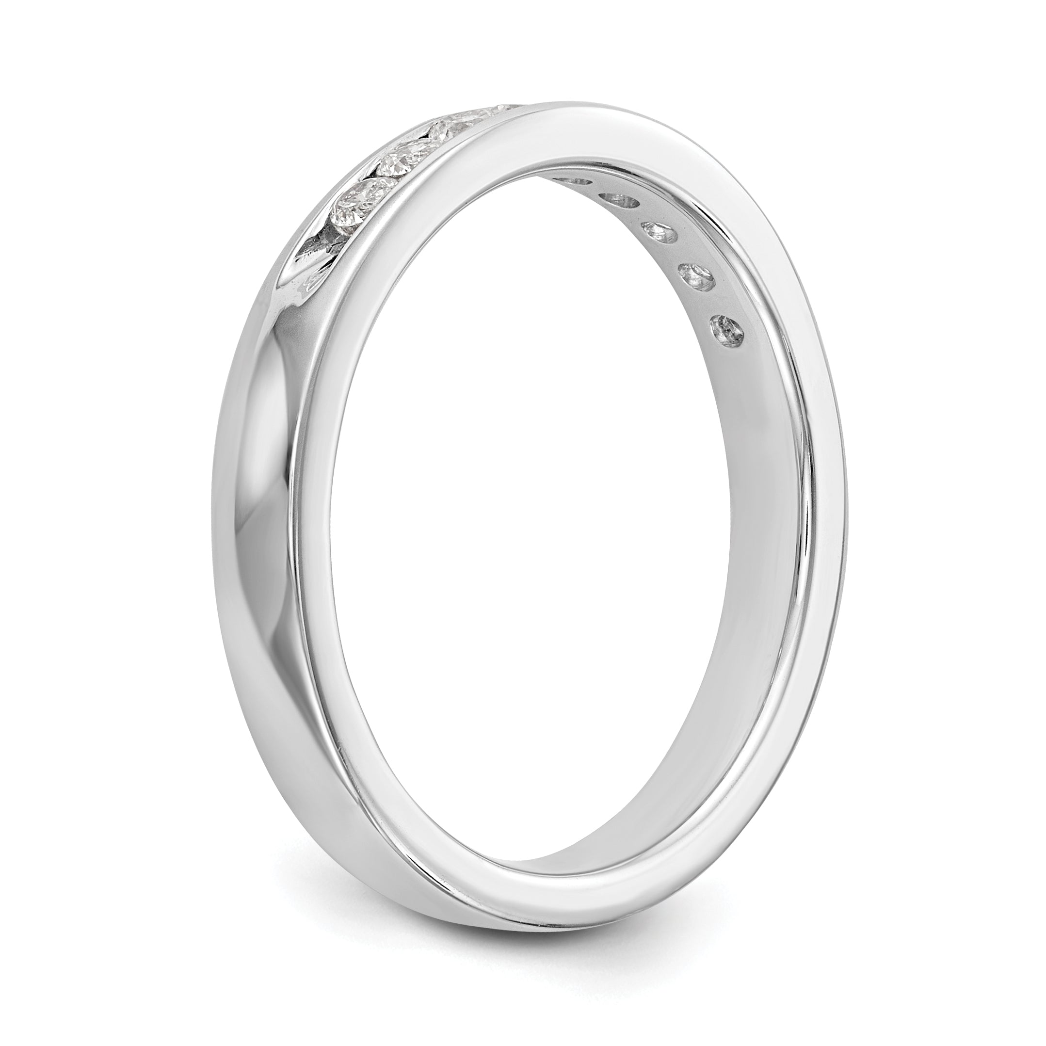 14K White Gold 9-Stone 1/3 carat Round Diamond Complete Channel Band