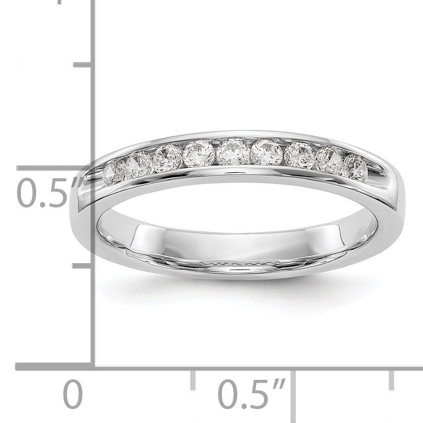 14K White Gold 9-Stone 1/3 carat Round Diamond Complete Channel Band