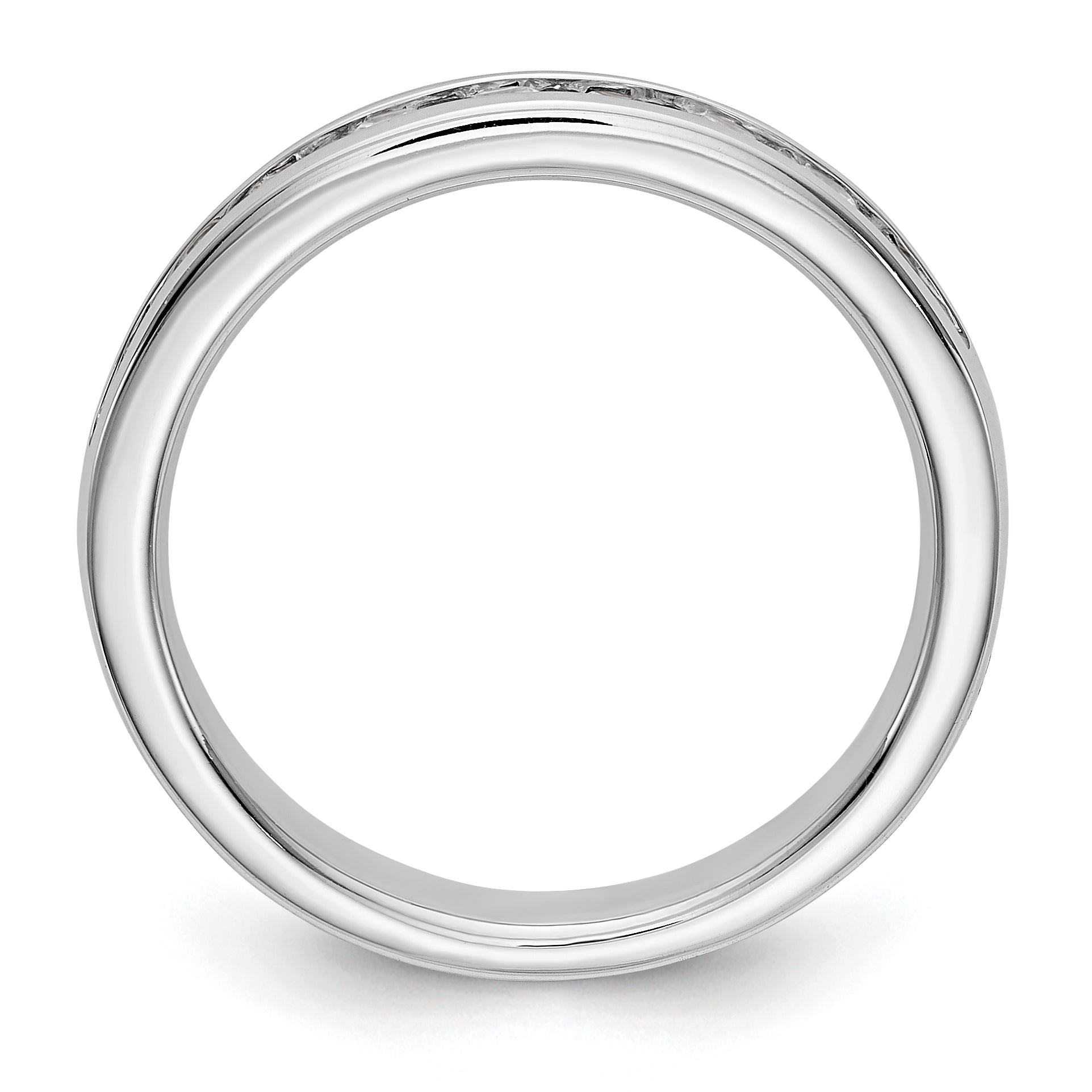 14K White Gold 9-Stone 1/2 carat Round Diamond Complete Channel Band