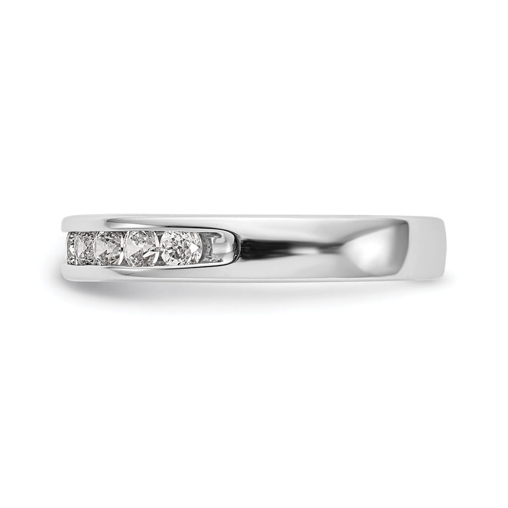 14K White Gold 9-Stone 1/2 carat Round Diamond Complete Channel Band