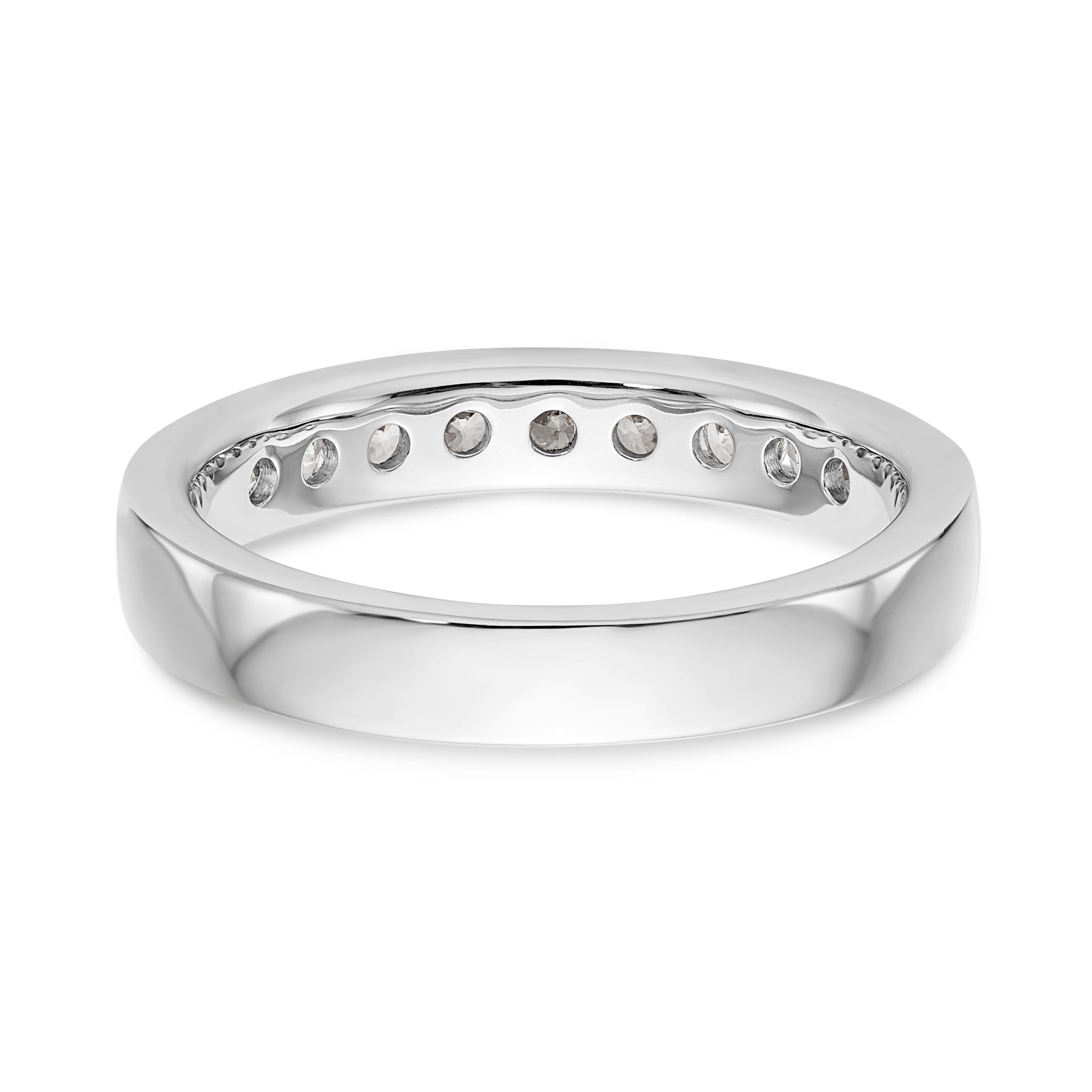 14K White Gold 9-Stone 1/2 carat Round Diamond Complete Channel Band - 6