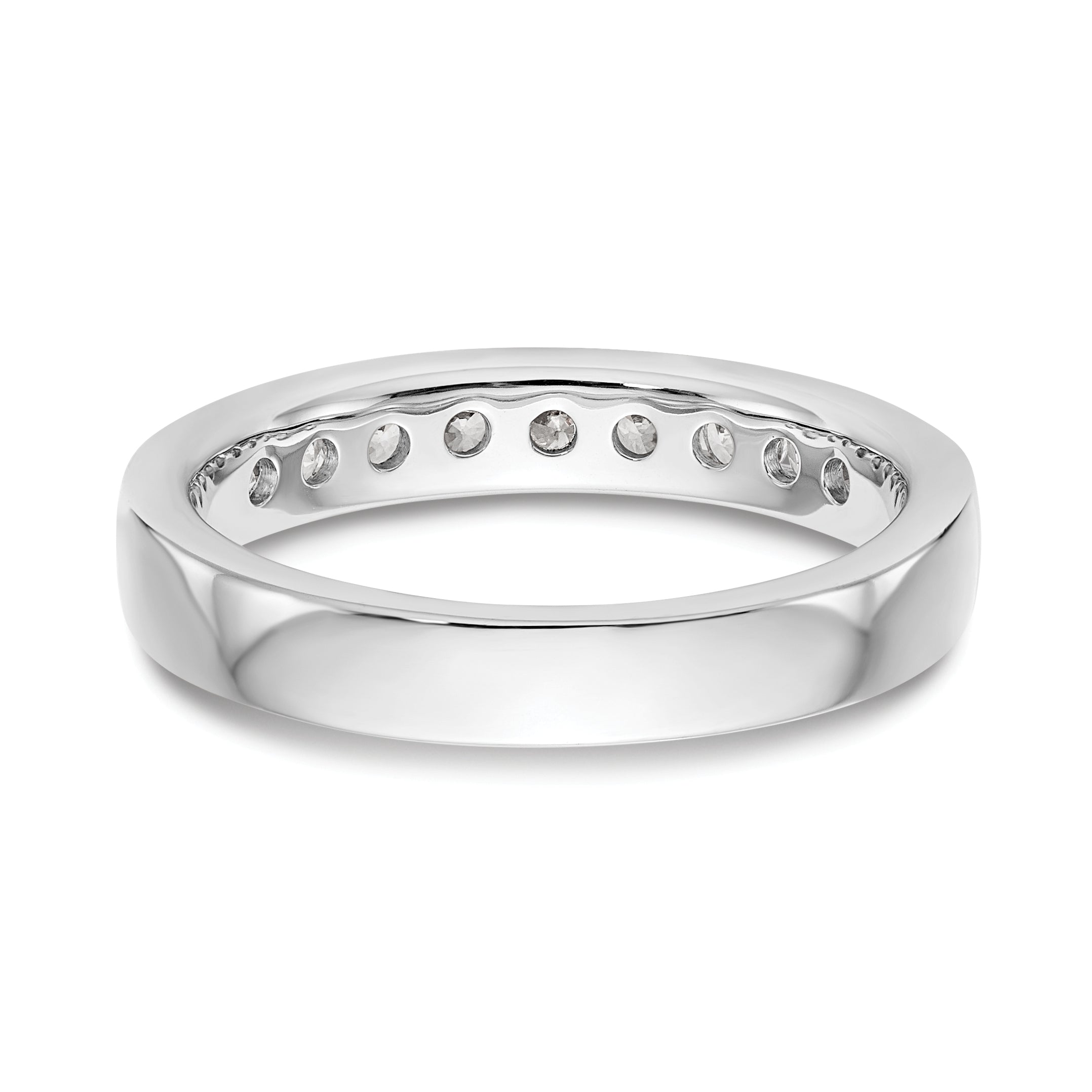 14K White Gold 9-Stone 1/2 carat Round Diamond Complete Channel Band