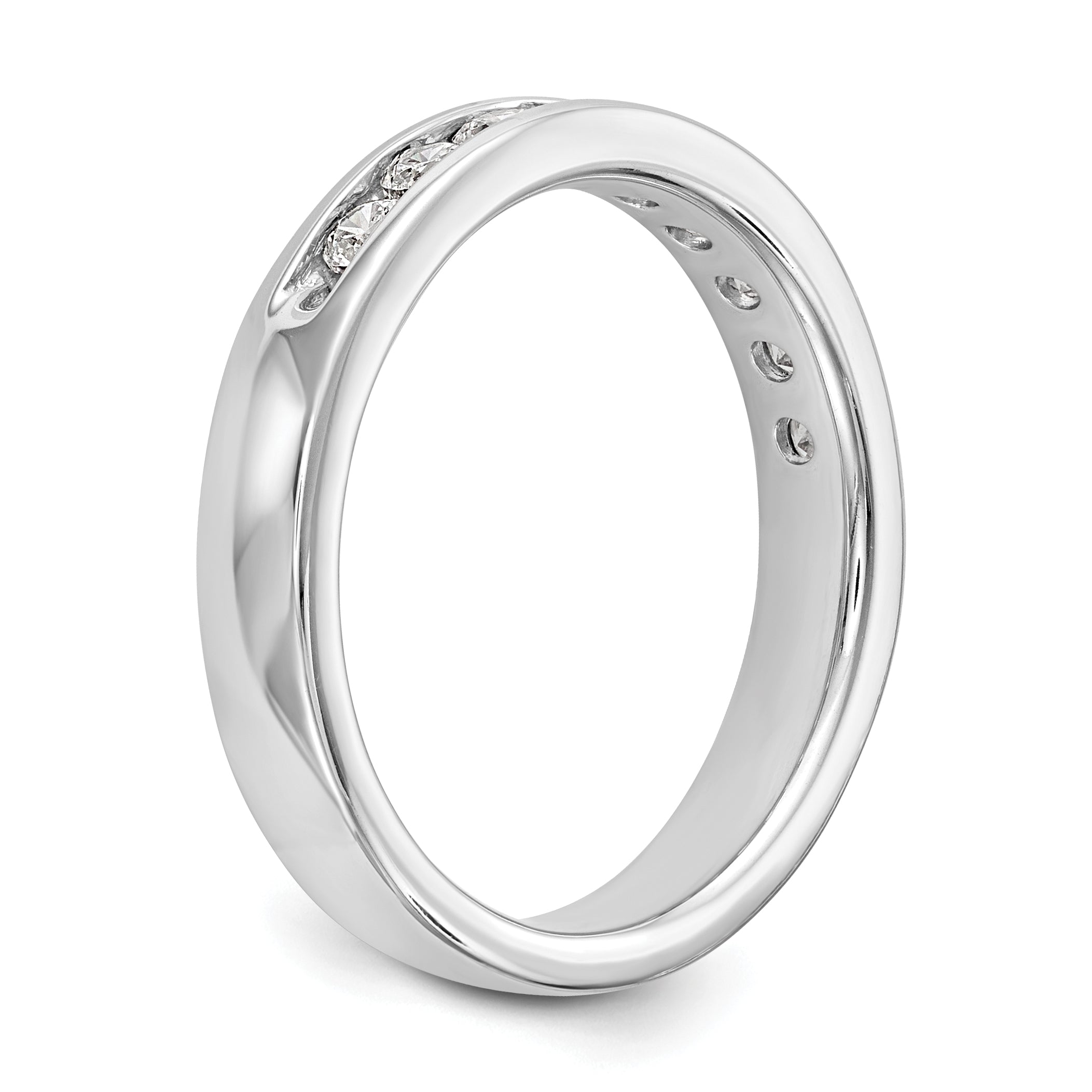 14K White Gold 9-Stone 1/2 carat Round Diamond Complete Channel Band